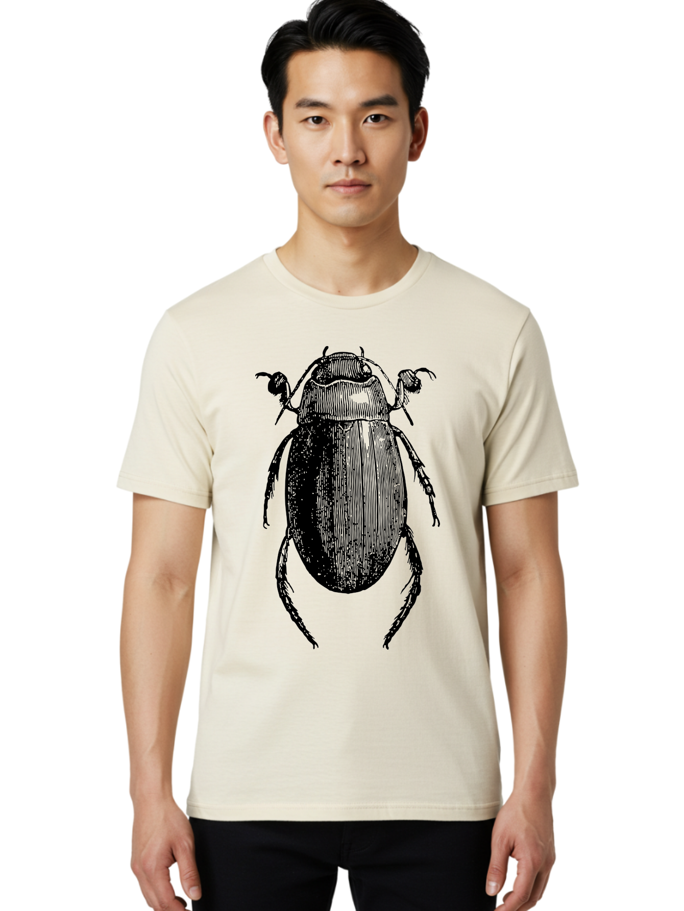 Beetle-1 Men'S Graphic Tee, 100% Cotton, Comfortable Casual Summer Wear, Machine Washable, Black Beetle Illustration, Insect Drawing, Detailed Artwork, Entomology Art, Bug Graphic, Vintage Style Aab504 18