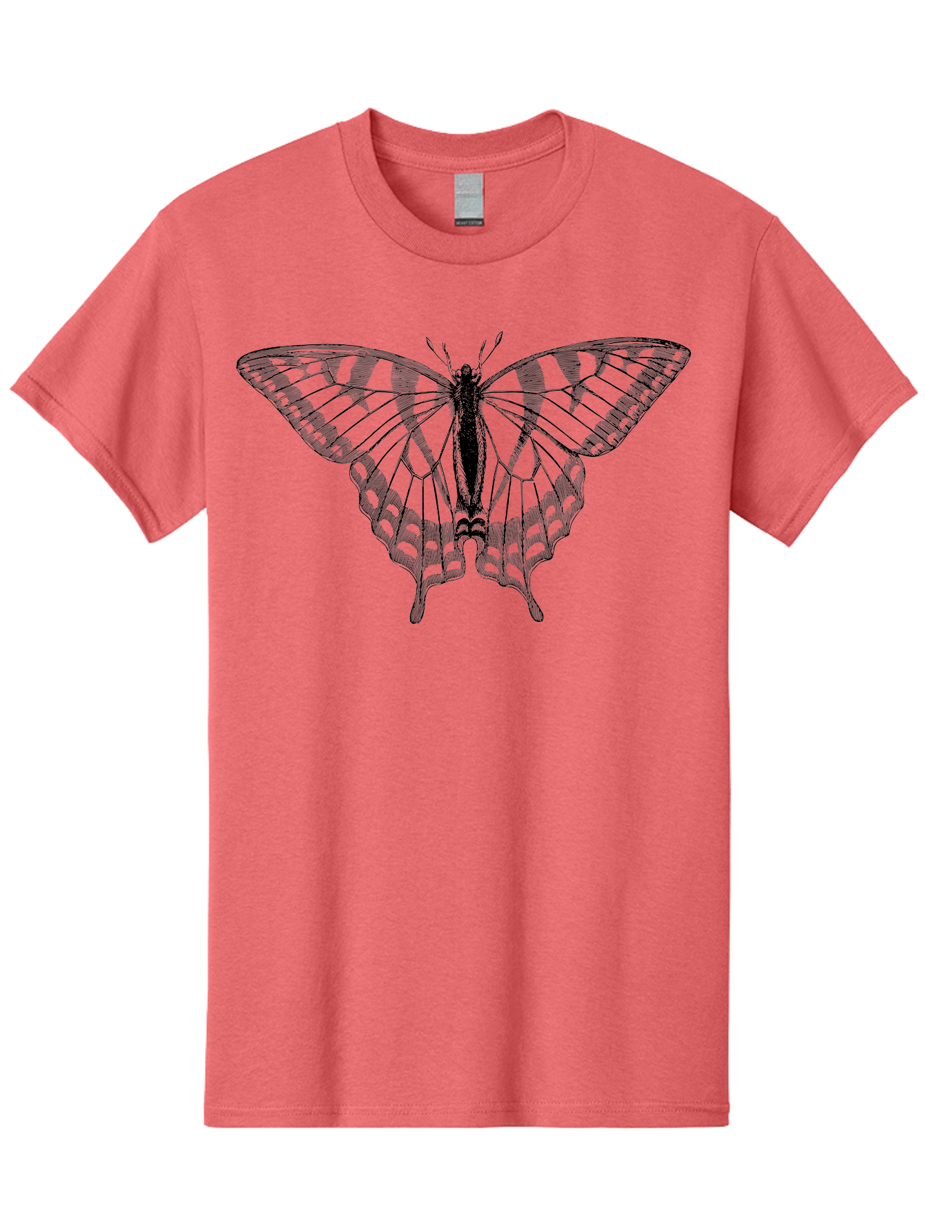 Butterfly-Silhouette Men'S Graphic Tee, 100% Cotton, Comfortable Casual Summer Wear, Machine Washable, Black Butterfly, Transparent Wings, Delicate Pattern, Intricate Design, Wings Spread Wide, Detailed Texture, Fragile Beauty, Insect Art Aab516 11