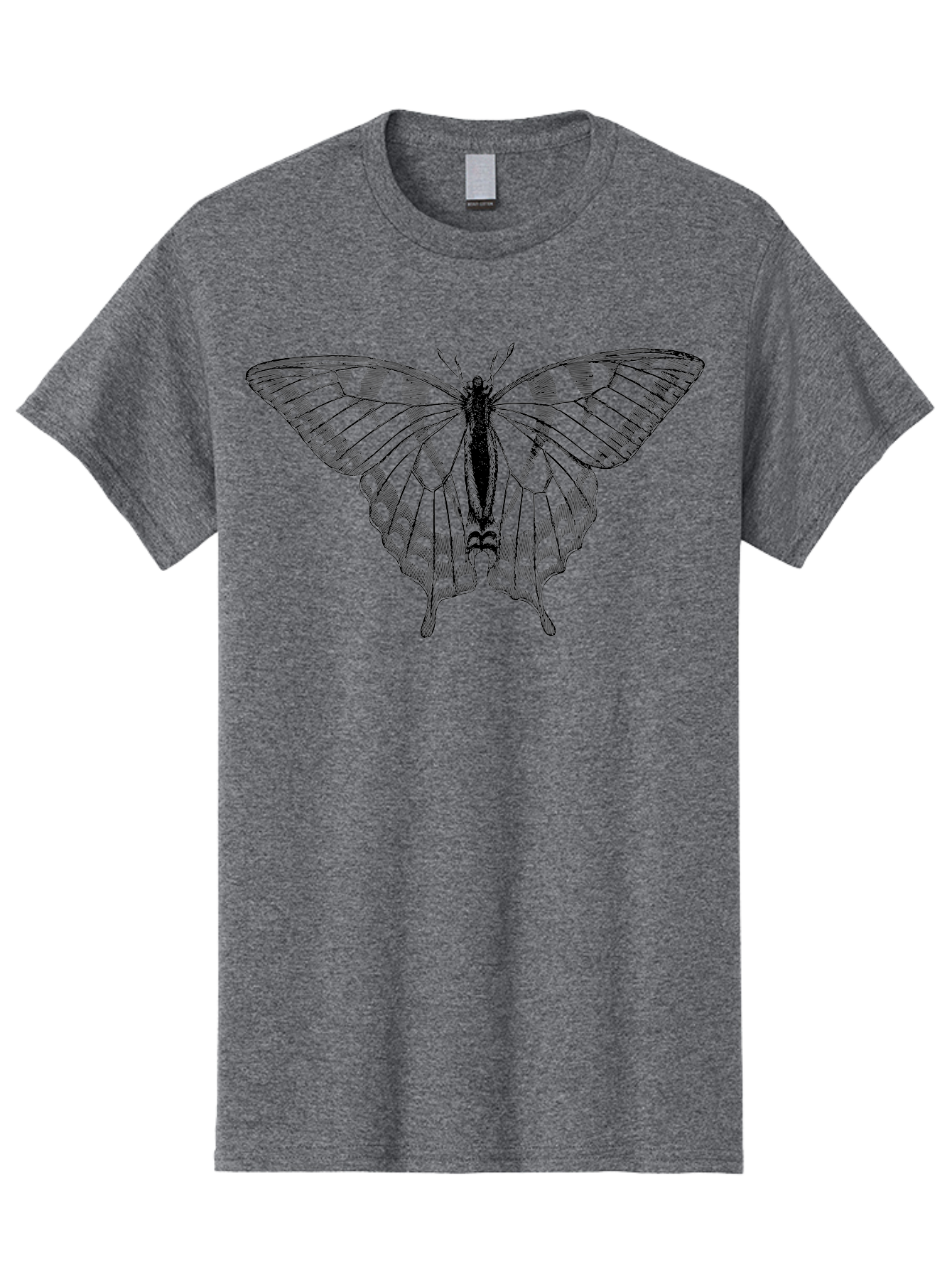 Butterfly-Silhouette Men'S Graphic Tee, 100% Cotton, Comfortable Casual Summer Wear, Machine Washable, Black Butterfly, Transparent Wings, Delicate Pattern, Intricate Design, Wings Spread Wide, Detailed Texture, Fragile Beauty, Insect Art Aab516 27