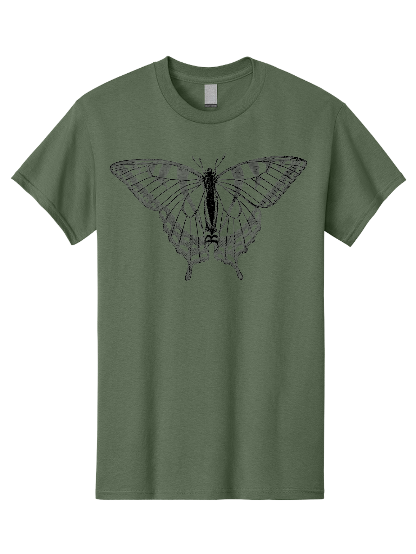 Butterfly-Silhouette Men'S Graphic Tee, 100% Cotton, Comfortable Casual Summer Wear, Machine Washable, Black Butterfly, Transparent Wings, Delicate Pattern, Intricate Design, Wings Spread Wide, Detailed Texture, Fragile Beauty, Insect Art Aab516 3