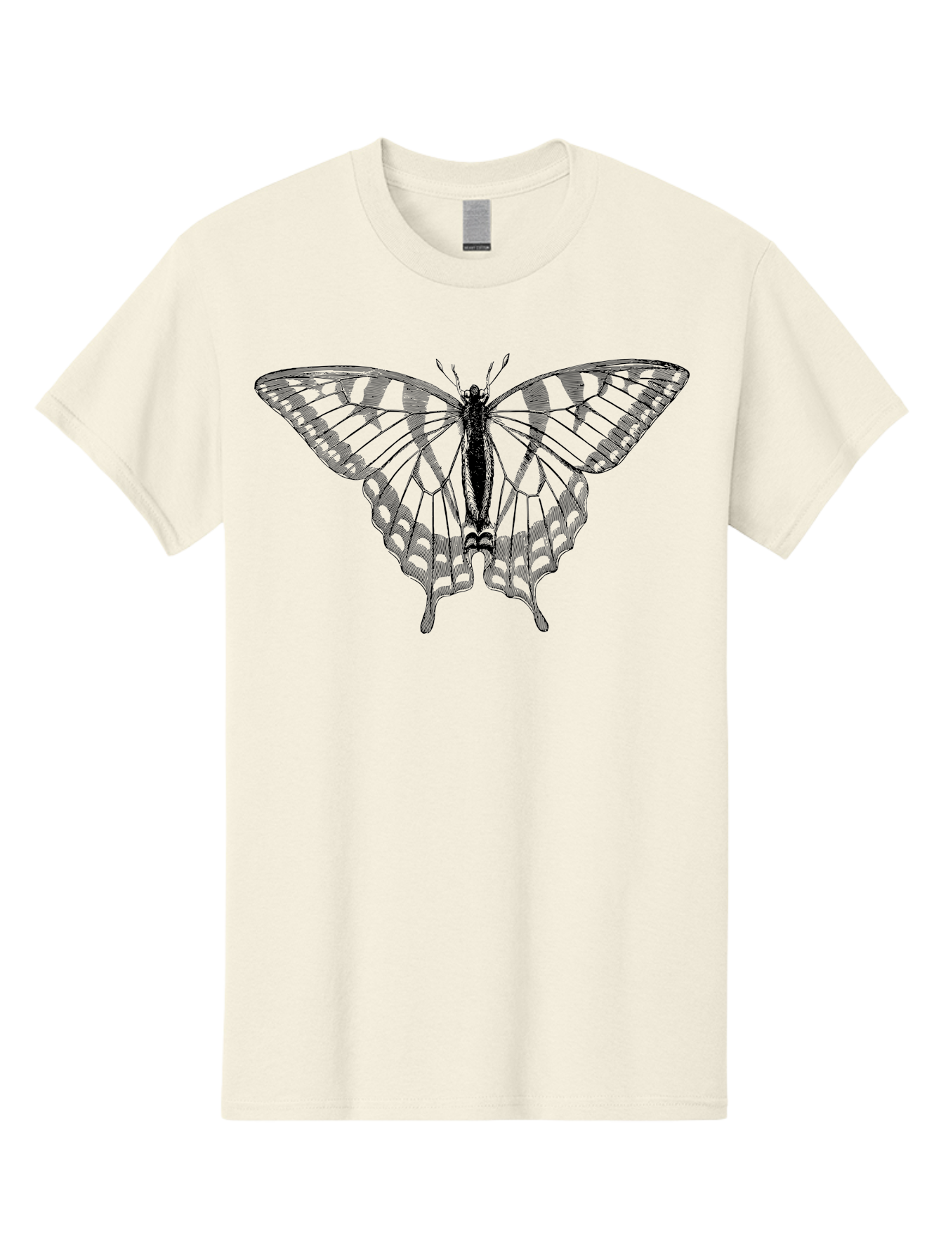 Butterfly-Silhouette Men'S Graphic Tee, 100% Cotton, Comfortable Casual Summer Wear, Machine Washable, Black Butterfly, Transparent Wings, Delicate Pattern, Intricate Design, Wings Spread Wide, Detailed Texture, Fragile Beauty, Insect Art Aab516 21