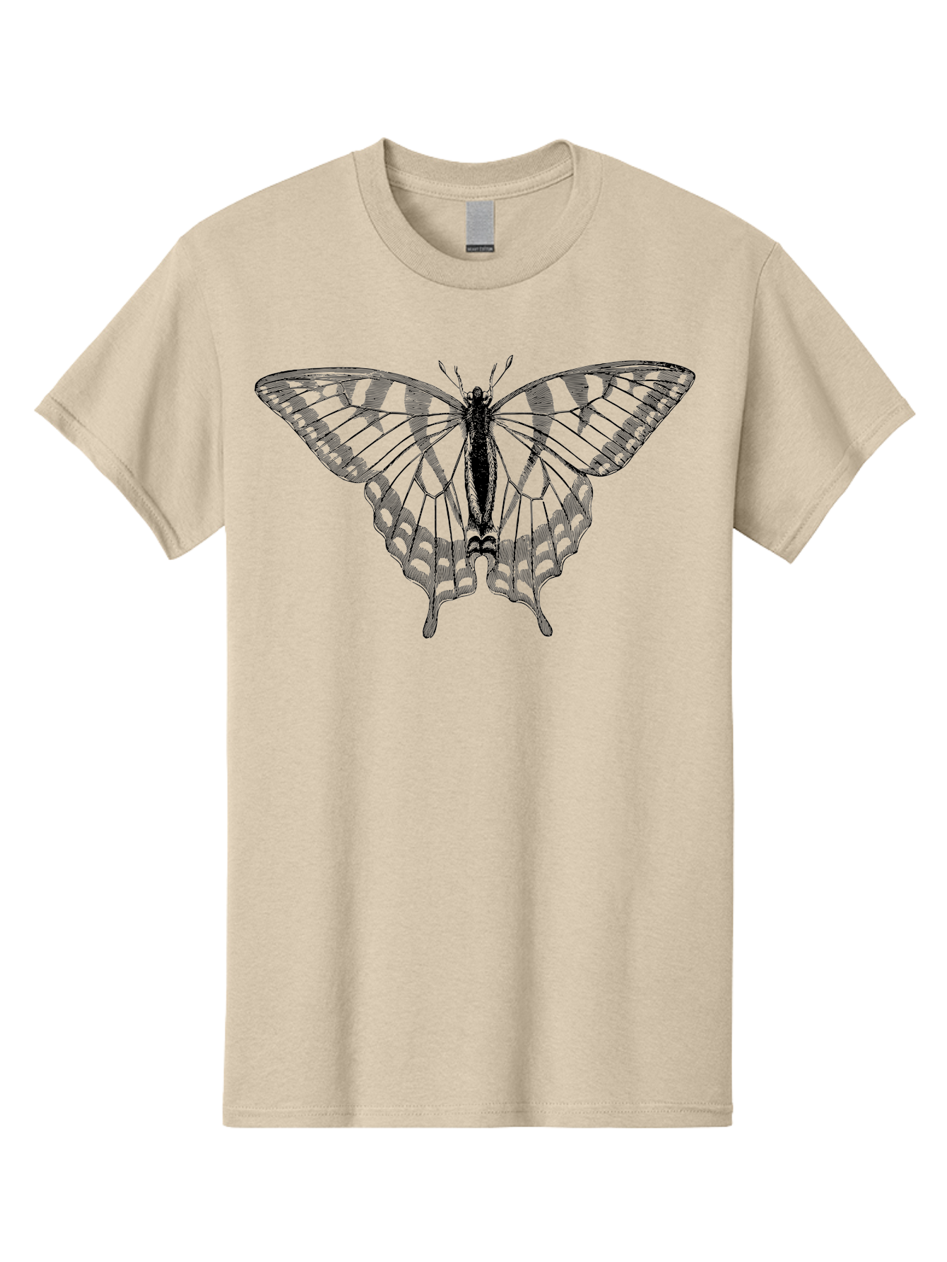 Butterfly-Silhouette Men'S Graphic Tee, 100% Cotton, Comfortable Casual Summer Wear, Machine Washable, Black Butterfly, Transparent Wings, Delicate Pattern, Intricate Design, Wings Spread Wide, Detailed Texture, Fragile Beauty, Insect Art Aab516 15