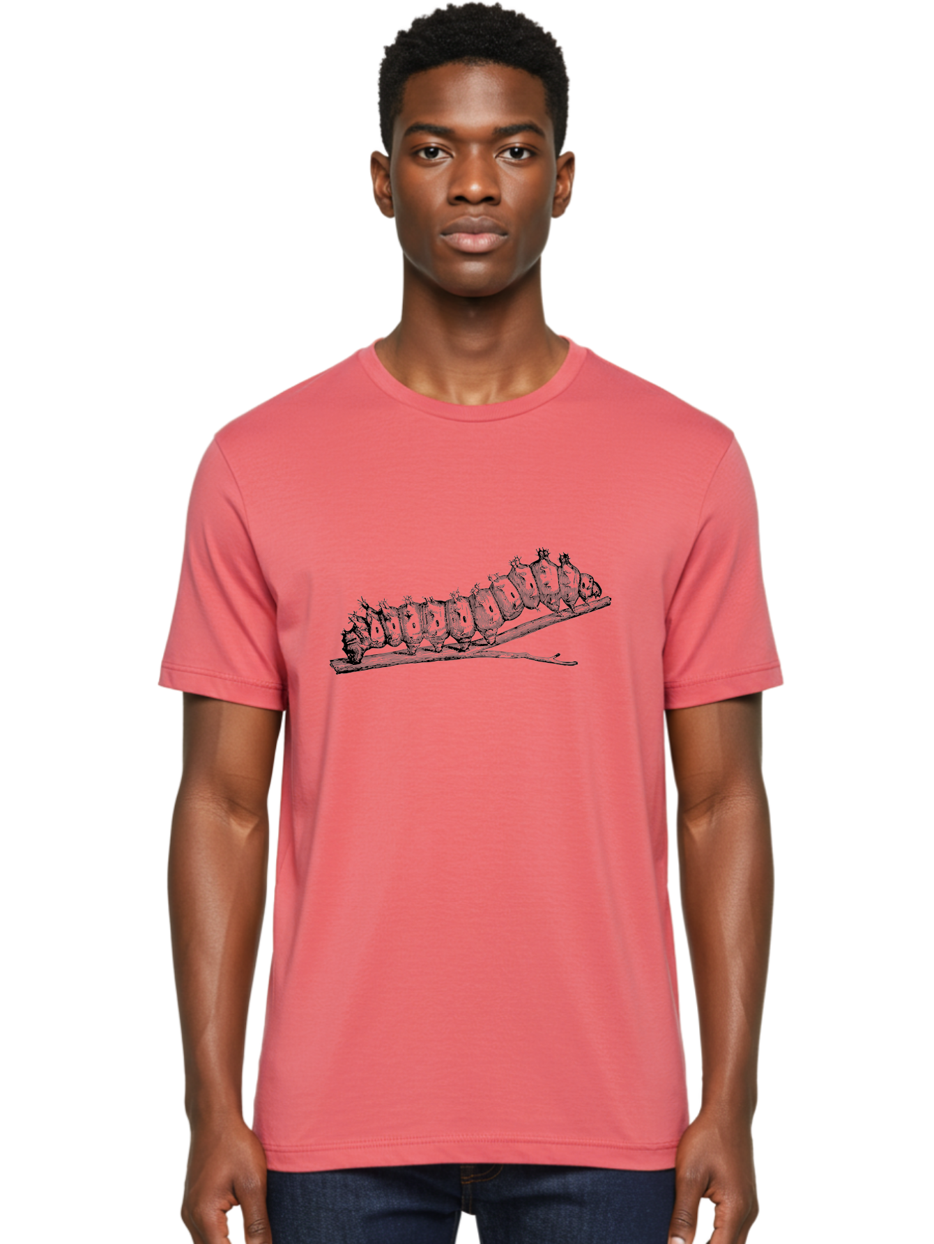 Caterpillar-On-Branch Men'S Graphic Tee, 100% Cotton, Comfortable Casual Summer Wear, Machine Washable, Caterpillar On Branch, Insect Metamorphosis, Garden Pests, Butterfly Life Cycle, Caterpillar Stages, Insect Illustration, Entomology Art Aab518 10