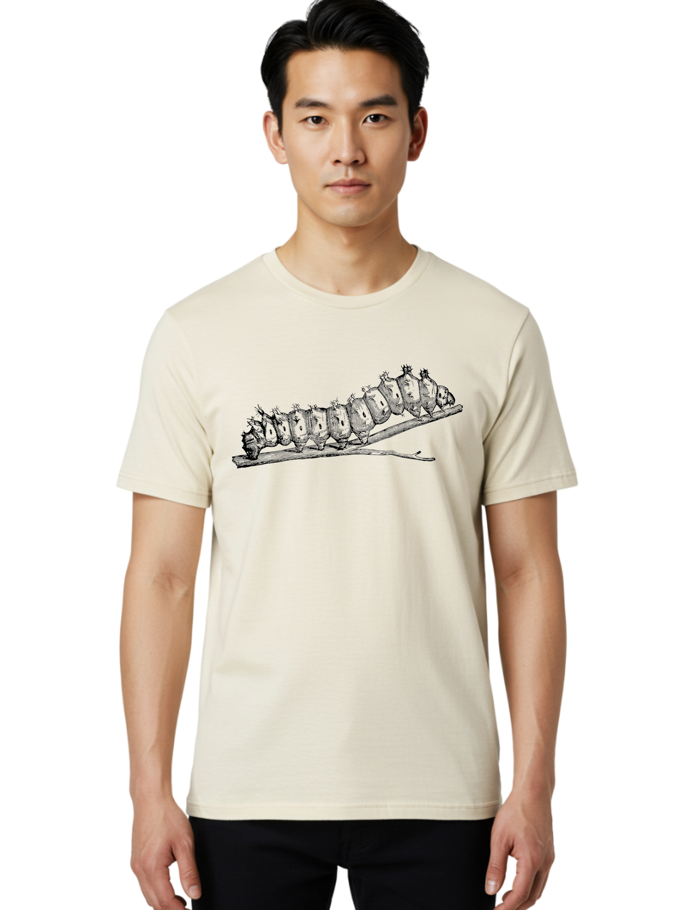 Caterpillar-On-Branch Men'S Graphic Tee, 100% Cotton, Comfortable Casual Summer Wear, Machine Washable, Caterpillar On Branch, Insect Metamorphosis, Garden Pests, Butterfly Life Cycle, Caterpillar Stages, Insect Illustration, Entomology Art Aab518 16