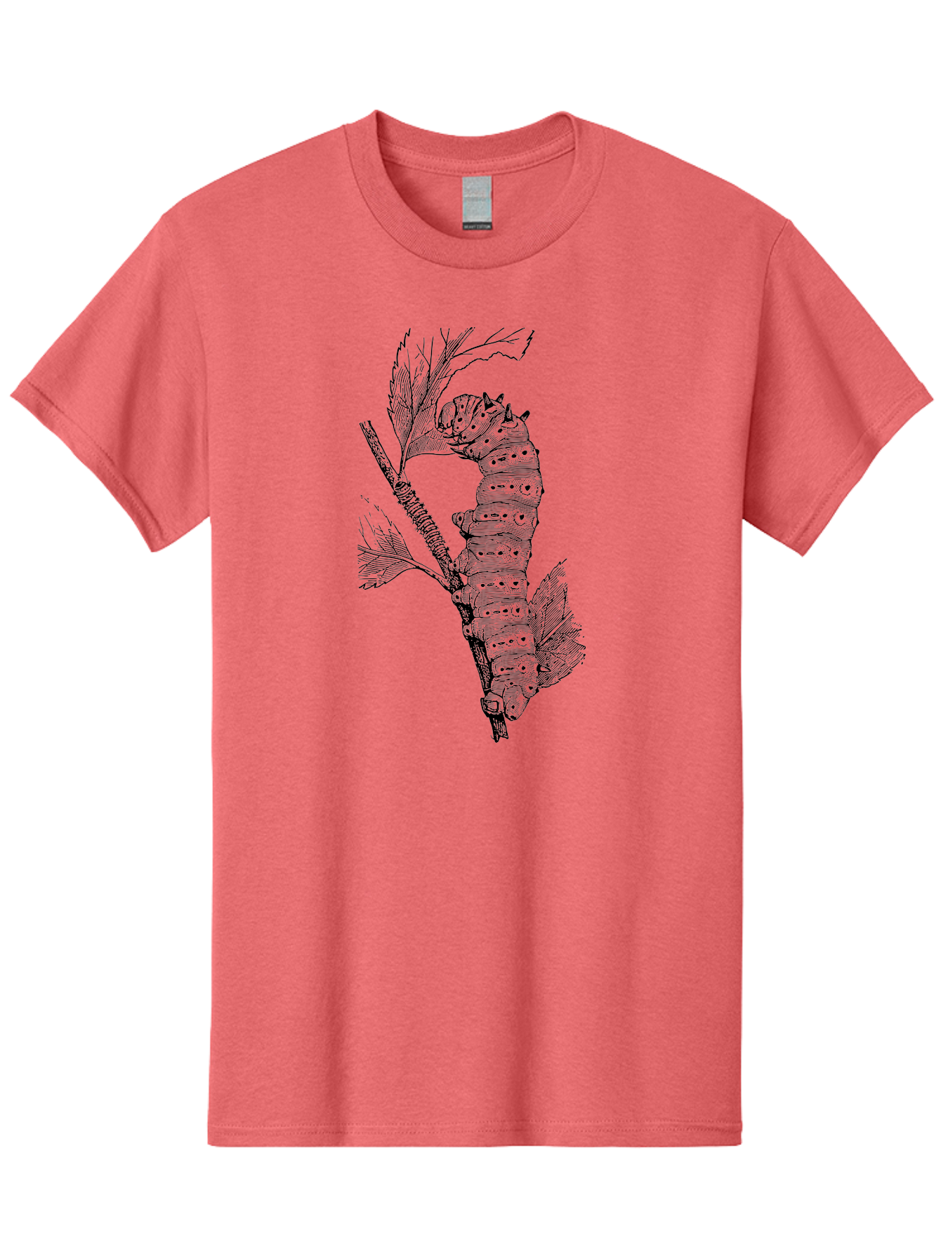 Caterpillar-On-Leaf-1 Men'S Graphic Tee, 100% Cotton, Comfortable Casual Summer Wear, Machine Washable, Caterpillar Eating Leaf, Insect Metamorphosis, Wildlife Illustration, Caterpillar Stage, Leaf Damage, Insect Life Cycle, Garden Pest Aab519 3