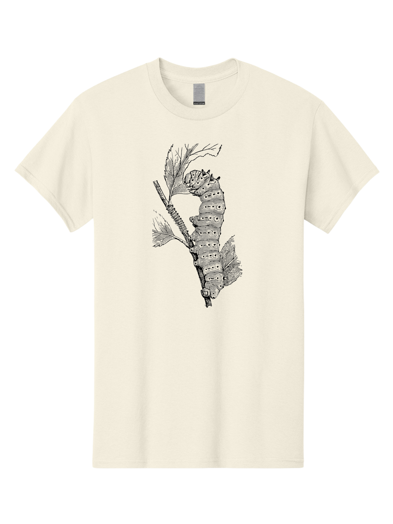 Caterpillar-On-Leaf-1 Men'S Graphic Tee, 100% Cotton, Comfortable Casual Summer Wear, Machine Washable, Caterpillar Eating Leaf, Insect Metamorphosis, Wildlife Illustration, Caterpillar Stage, Leaf Damage, Insect Life Cycle, Garden Pest Aab519 7