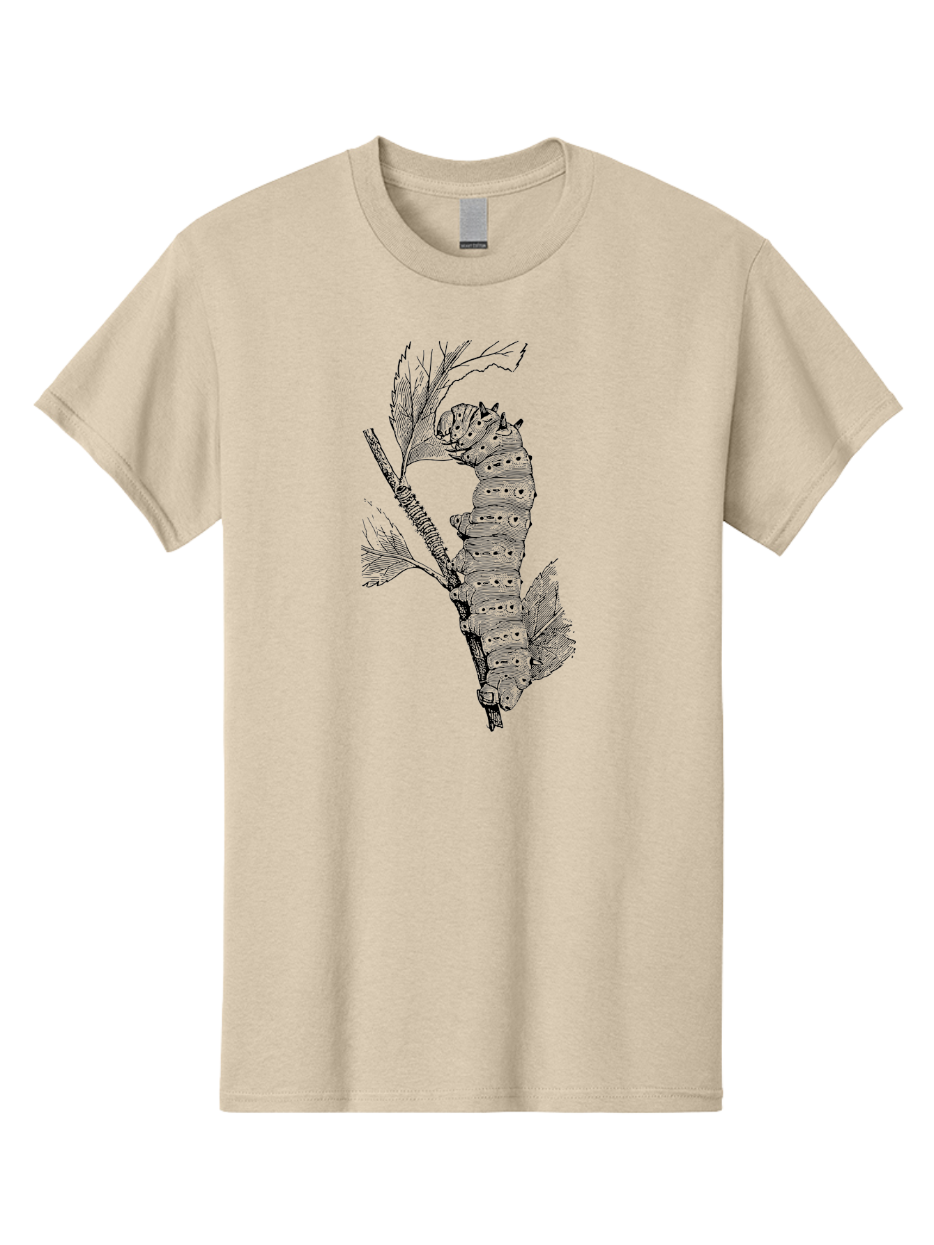 Caterpillar-On-Leaf-1 Men'S Graphic Tee, 100% Cotton, Comfortable Casual Summer Wear, Machine Washable, Caterpillar Eating Leaf, Insect Metamorphosis, Wildlife Illustration, Caterpillar Stage, Leaf Damage, Insect Life Cycle, Garden Pest Aab519 1