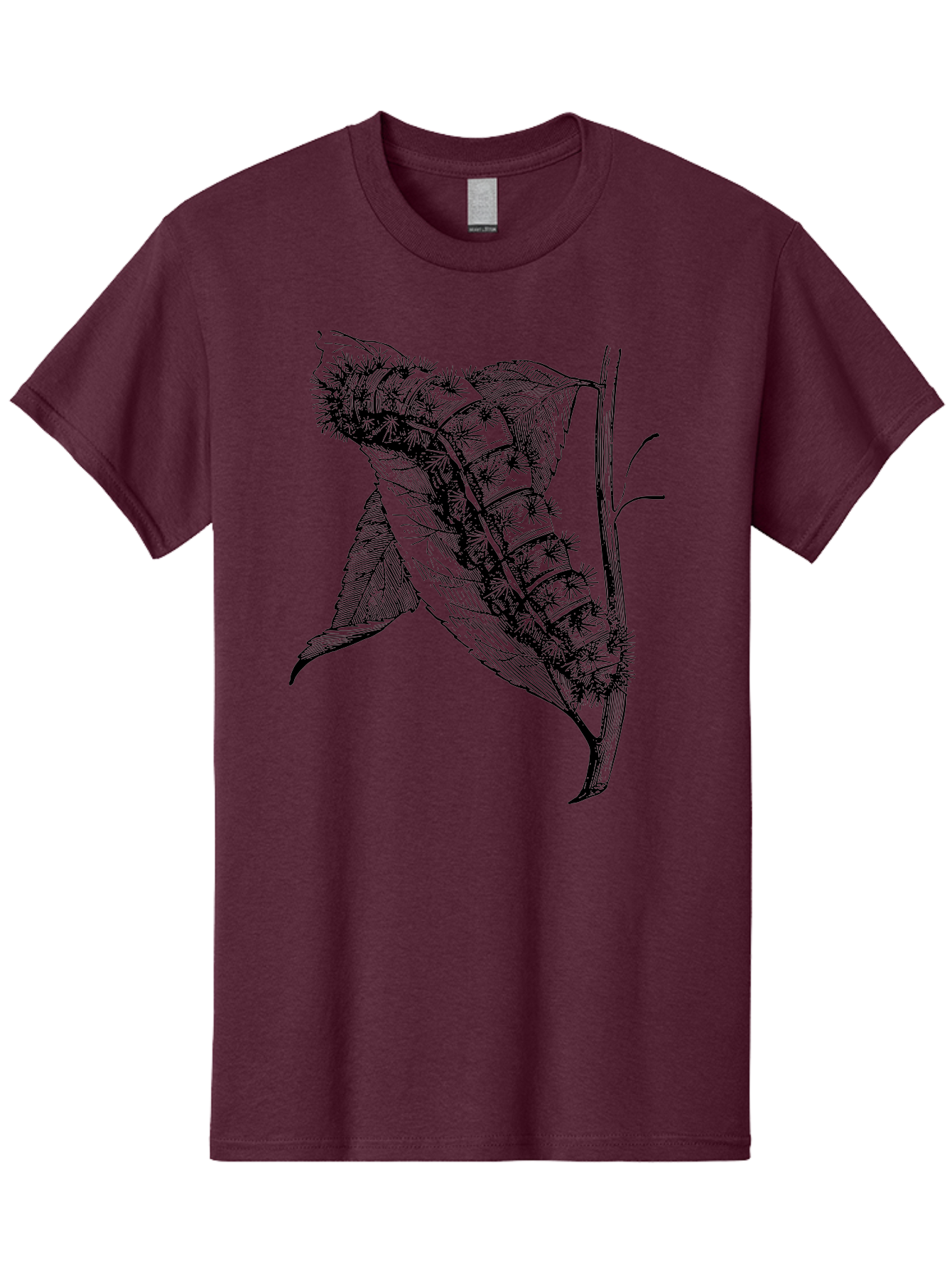 Caterpillar-On-Leaf Men'S Graphic Tee, 100% Cotton, Comfortable Casual Summer Wear, Machine Washable, Caterpillar On A Leaf, Insect Life Cycle, Metamorphosis, Nature Illustration, Botanical Art, Wildlife, Detailed Drawing, Spiky Caterpillar, Aab520 17