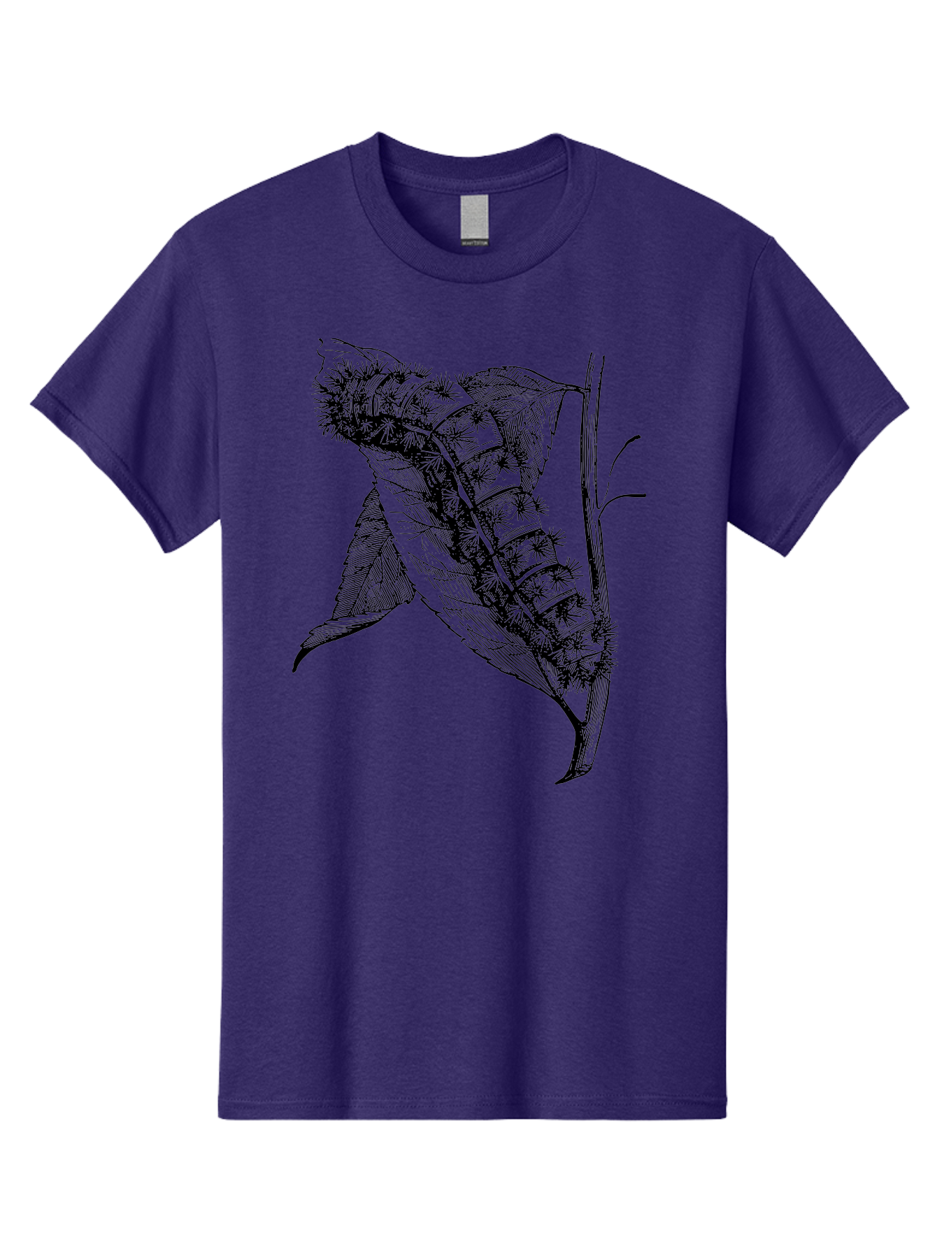 Caterpillar-On-Leaf Men'S Graphic Tee, 100% Cotton, Comfortable Casual Summer Wear, Machine Washable, Caterpillar On A Leaf, Insect Life Cycle, Metamorphosis, Nature Illustration, Botanical Art, Wildlife, Detailed Drawing, Spiky Caterpillar, Aab520 5