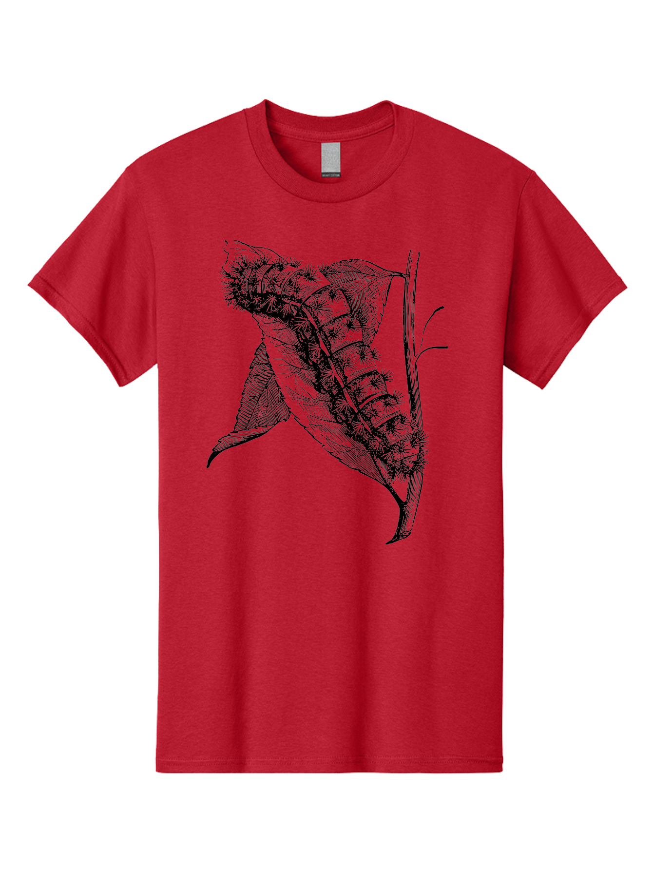 Caterpillar-On-Leaf Men'S Graphic Tee, 100% Cotton, Comfortable Casual Summer Wear, Machine Washable, Caterpillar On A Leaf, Insect Life Cycle, Metamorphosis, Nature Illustration, Botanical Art, Wildlife, Detailed Drawing, Spiky Caterpillar, Aab520 11