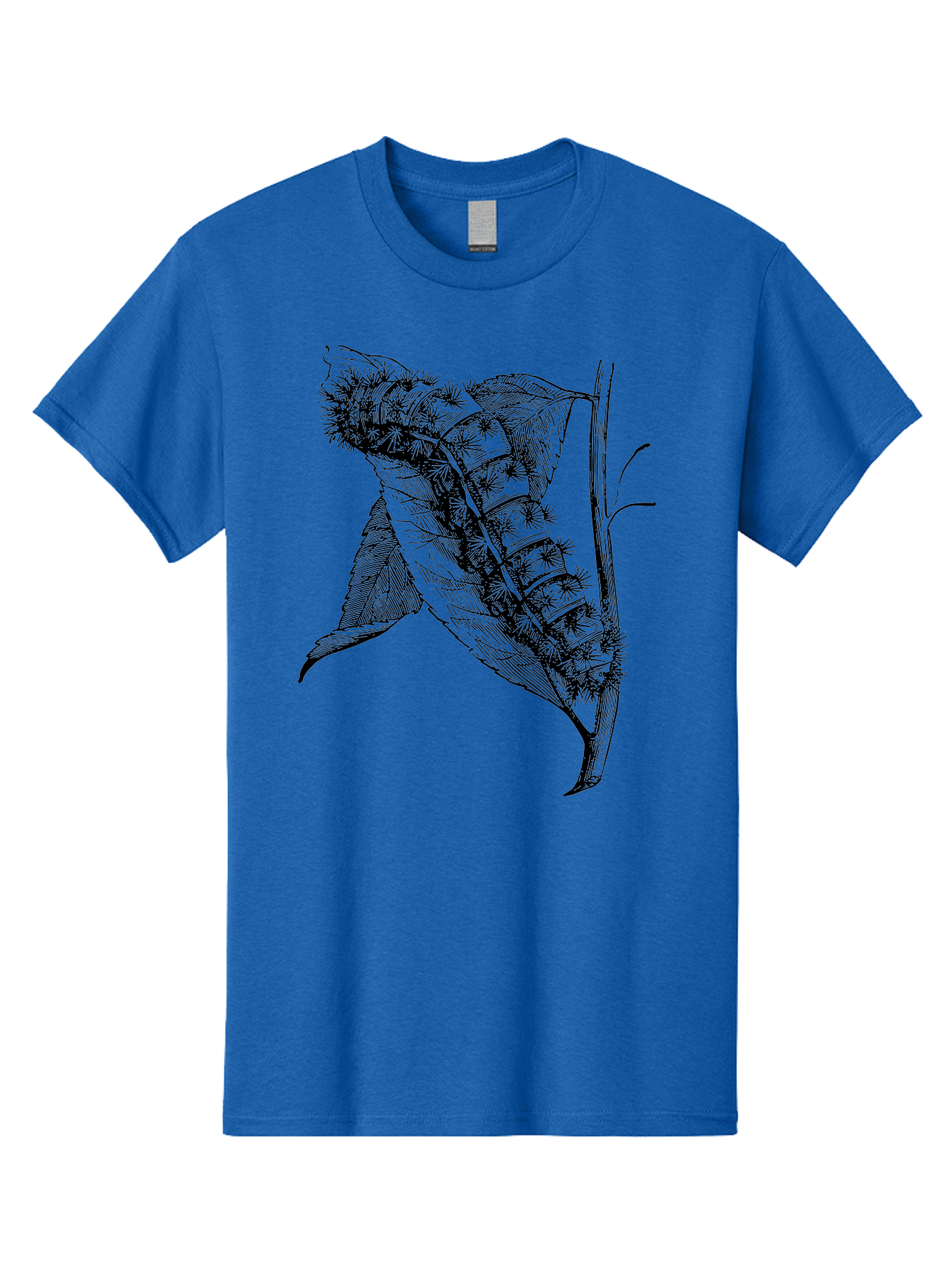 Caterpillar-On-Leaf Men'S Graphic Tee, 100% Cotton, Comfortable Casual Summer Wear, Machine Washable, Caterpillar On A Leaf, Insect Life Cycle, Metamorphosis, Nature Illustration, Botanical Art, Wildlife, Detailed Drawing, Spiky Caterpillar, Aab520 27