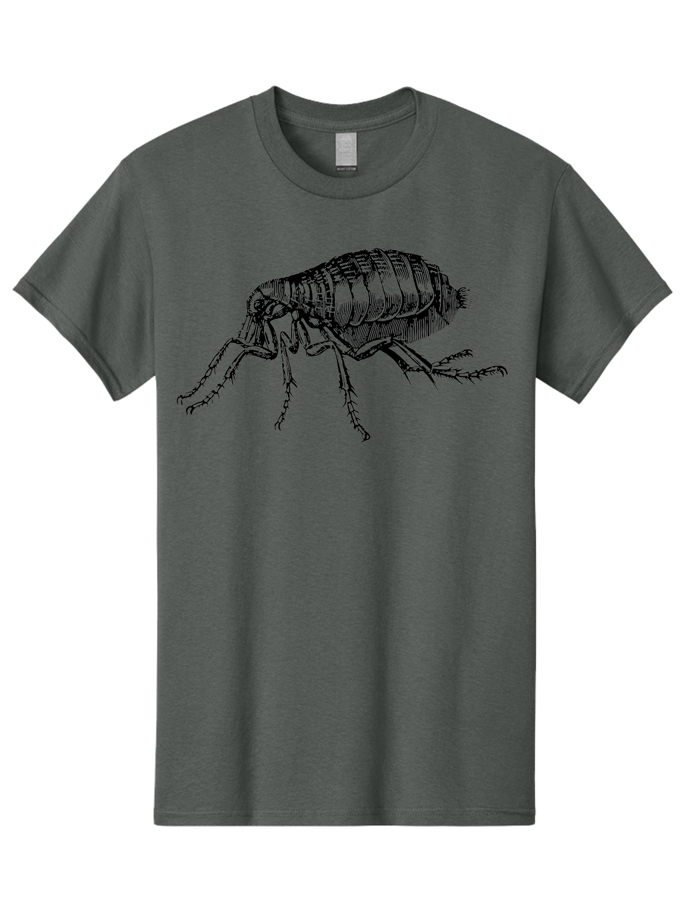 Flea Men'S Graphic Tee, 100% Cotton, Comfortable Casual Summer Wear, Machine Washable, Flea, Insect, Parasite, Pest Control, Pet Care, Biting Insect, Black And White Illustration, Detailed Drawing, Six Legs Aab531 3