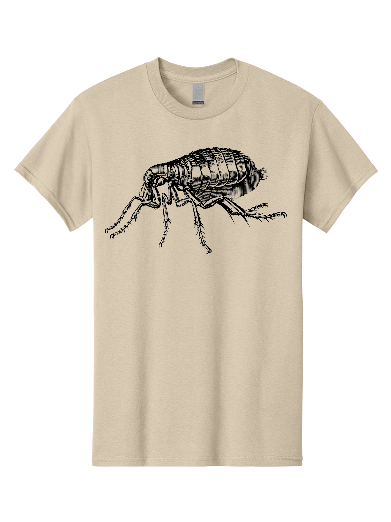 Flea Men'S Graphic Tee, 100% Cotton, Comfortable Casual Summer Wear, Machine Washable, Flea, Insect, Parasite, Pest Control, Pet Care, Biting Insect, Black And White Illustration, Detailed Drawing, Six Legs Aab531 27