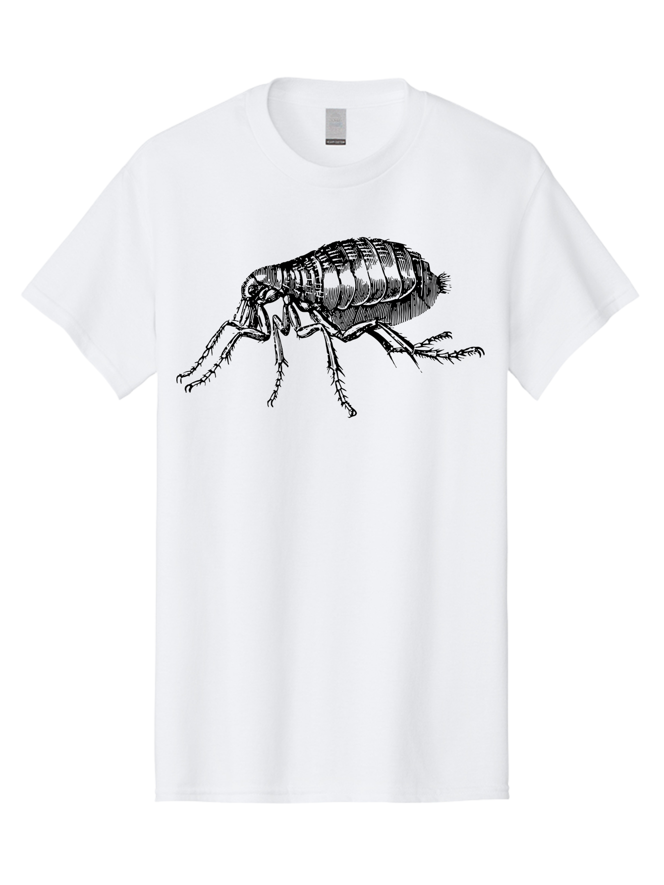 Flea Men'S Graphic Tee, 100% Cotton, Comfortable Casual Summer Wear, Machine Washable, Flea, Insect, Parasite, Pest Control, Pet Care, Biting Insect, Black And White Illustration, Detailed Drawing, Six Legs Aab531 29