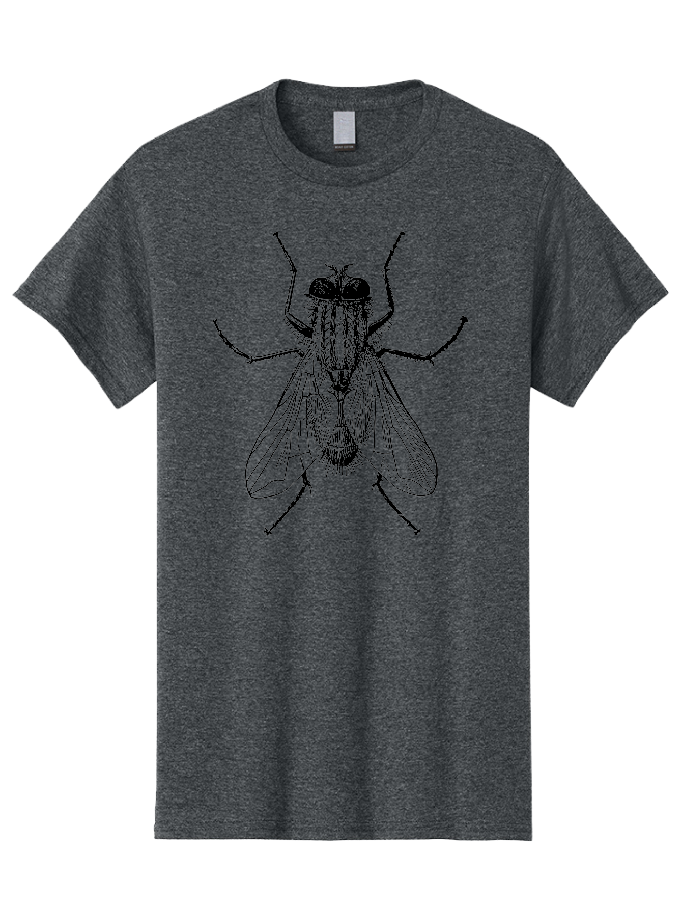 Fly-Illustration Men'S Graphic Tee, 100% Cotton, Comfortable Casual Summer Wear, Machine Washable, Fly, Insect, Black And White Illustration, Detailed Drawing, Entomology, Insect Anatomy, Fly Species, Winged Insect, Bug, Zoology Aab532 7
