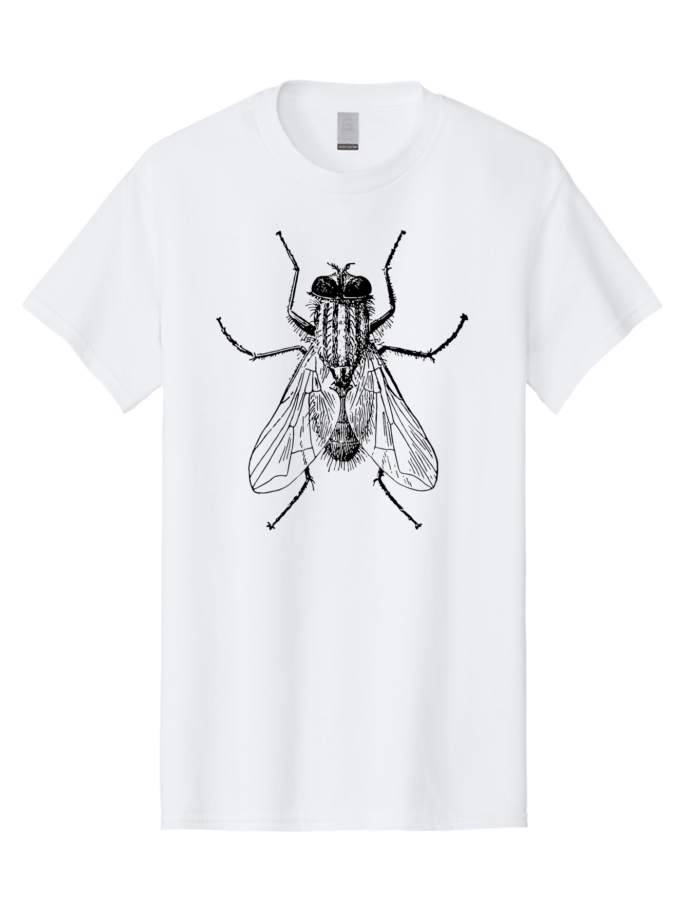 Fly-Illustration Men'S Graphic Tee, 100% Cotton, Comfortable Casual Summer Wear, Machine Washable, Fly, Insect, Black And White Illustration, Detailed Drawing, Entomology, Insect Anatomy, Fly Species, Winged Insect, Bug, Zoology Aab532 29