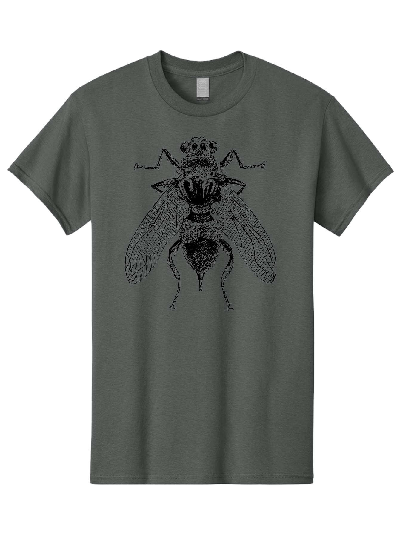 Fly-With-Chains Men'S Graphic Tee, 100% Cotton, Comfortable Casual Summer Wear, Machine Washable, Fly Illustration, Insect Art, Entomology, Chained Fly, Symbolic Art, Surreal Imagery, Detailed Drawing, Wings, Insects In Chains, Aab533 3