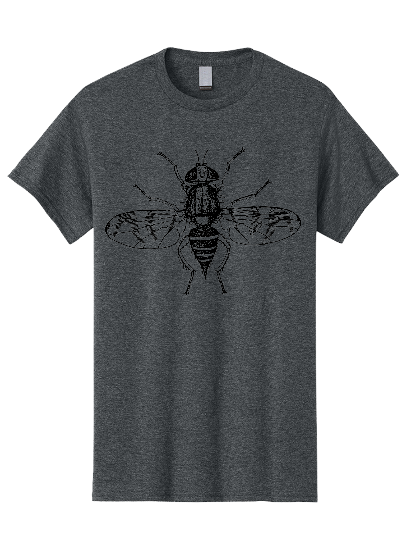 Fly Men'S Graphic Tee, 100% Cotton, Comfortable Casual Summer Wear, Machine Washable, Black And White Illustration, Fly With Striped Wings, Insect Art, Detailed Drawing, Entomology, Wildlife Illustration, Vector Graphic Aab534 7