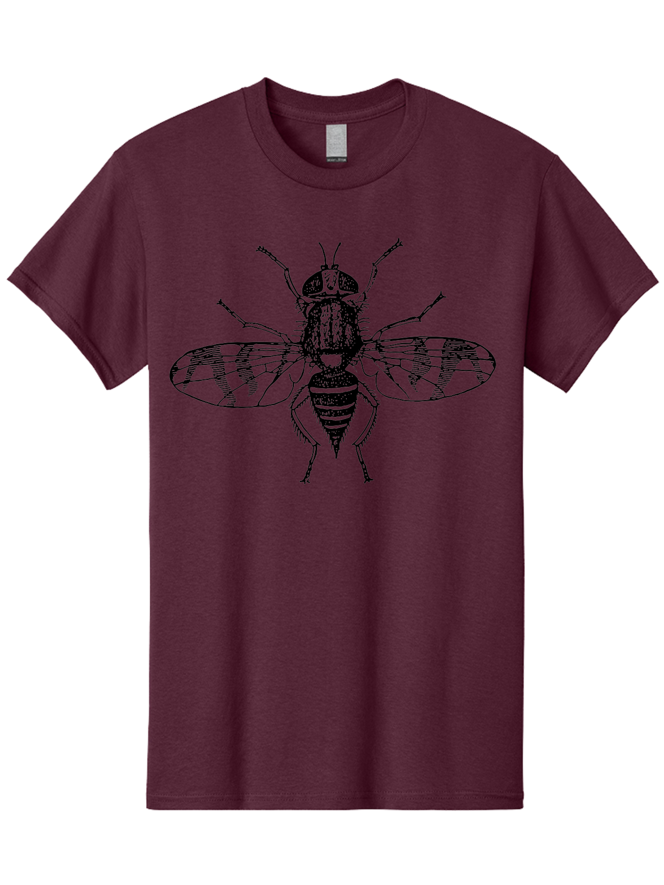 Fly Men'S Graphic Tee, 100% Cotton, Comfortable Casual Summer Wear, Machine Washable, Black And White Illustration, Fly With Striped Wings, Insect Art, Detailed Drawing, Entomology, Wildlife Illustration, Vector Graphic Aab534 13