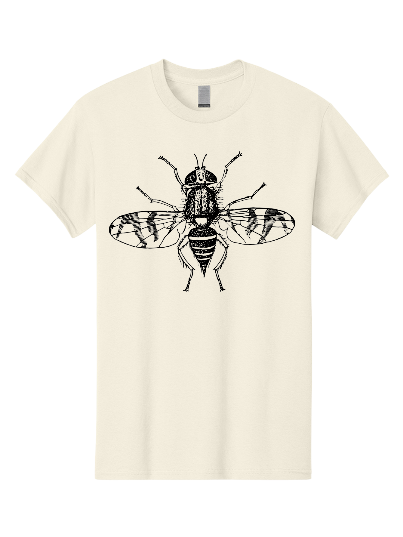 Fly Men'S Graphic Tee, 100% Cotton, Comfortable Casual Summer Wear, Machine Washable, Black And White Illustration, Fly With Striped Wings, Insect Art, Detailed Drawing, Entomology, Wildlife Illustration, Vector Graphic Aab534 17