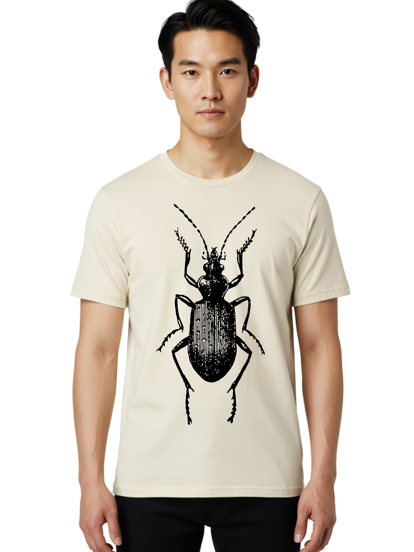 Ground-Beetle Men'S Graphic Tee, 100% Cotton, Comfortable Casual Summer Wear, Machine Washable, Black Beetle, Insect Silhouette, Detailed Illustration, Entomology Art, Bug Graphics, Six Legs, Antennae, Vector Design Aab538 18