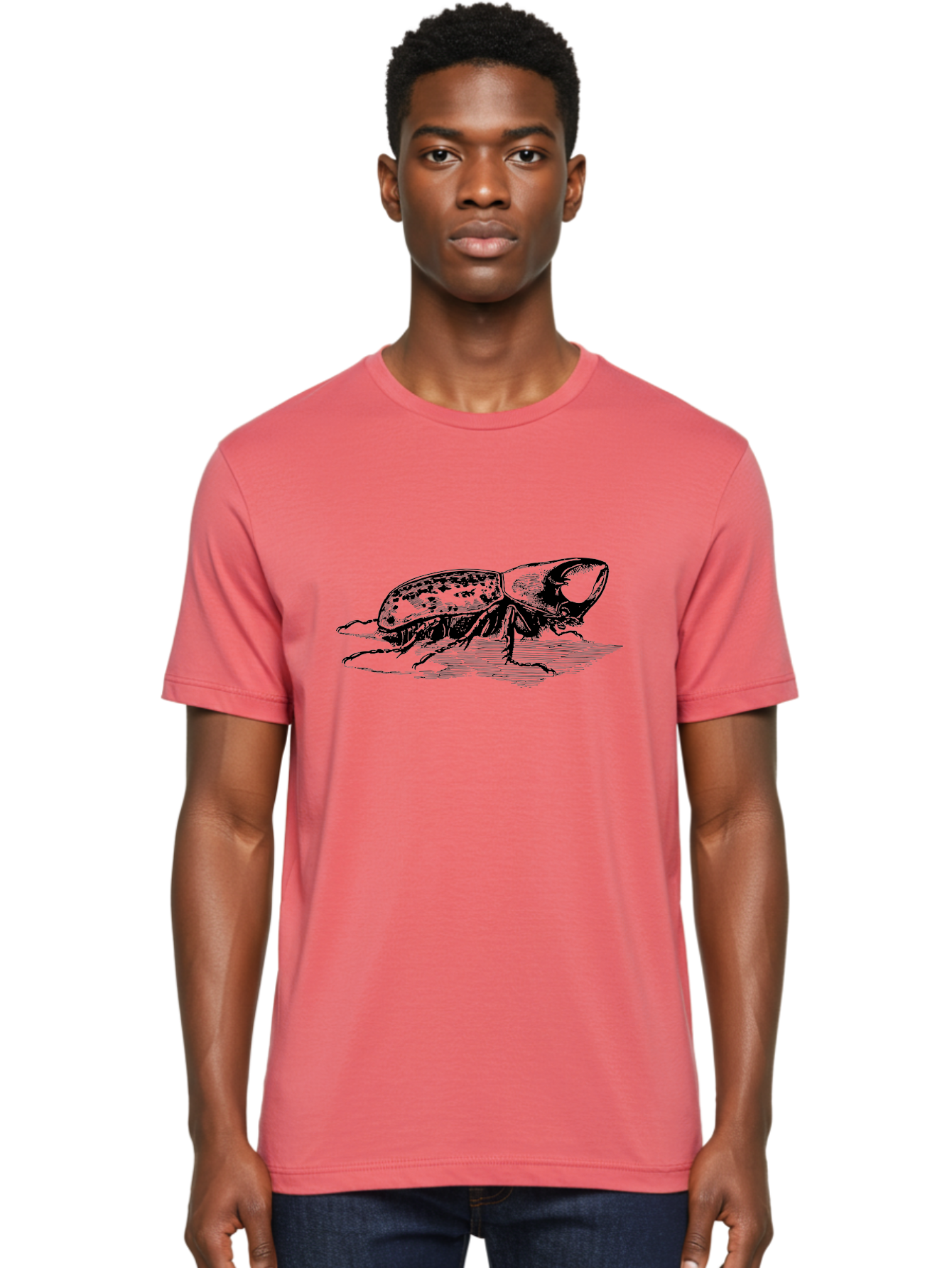 Hercules-Beetle Men'S Graphic Tee, 100% Cotton, Comfortable Casual Summer Wear, Machine Washable, Black Beetle, Insect Illustration, Detailed Drawing, Scientific Art, Entomology, Bug, Insect, Wildlife Art, Natural History Aab539 6