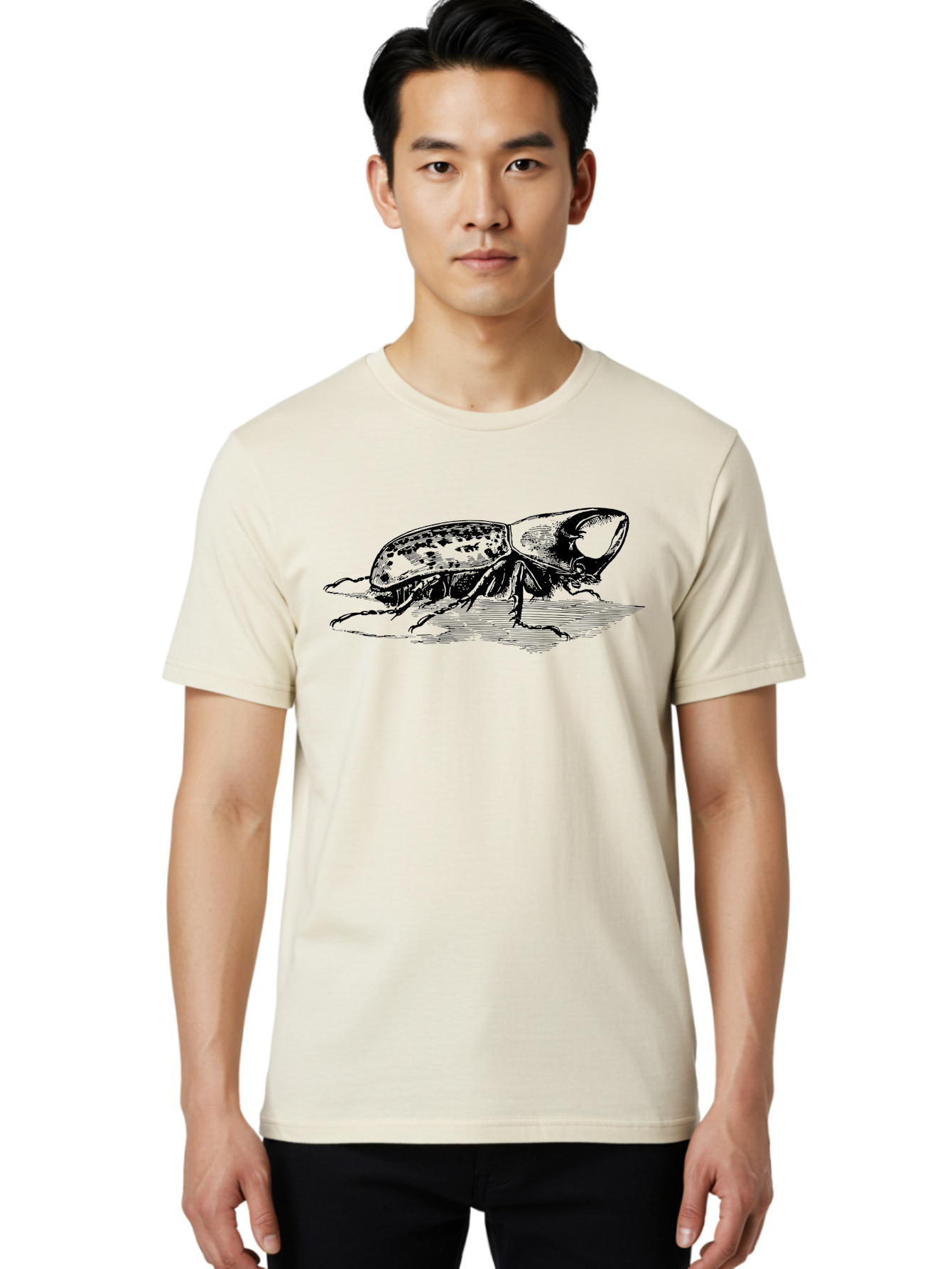 Hercules-Beetle Men'S Graphic Tee, 100% Cotton, Comfortable Casual Summer Wear, Machine Washable, Black Beetle, Insect Illustration, Detailed Drawing, Scientific Art, Entomology, Bug, Insect, Wildlife Art, Natural History Aab539 18