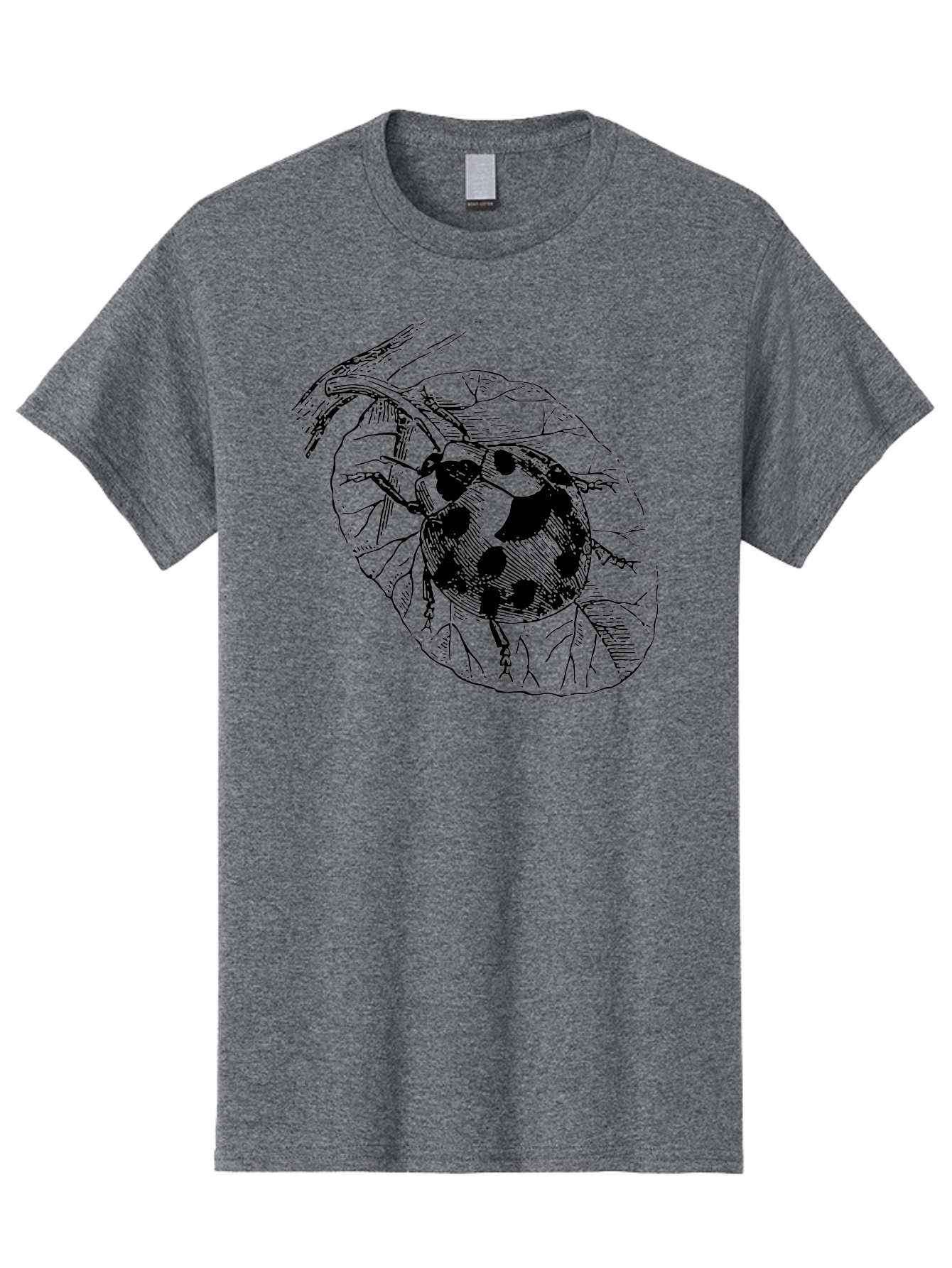 Ladybug-On-Leaf Men'S Graphic Tee, 100% Cotton, Comfortable Casual Summer Wear, Machine Washable, Ladybug On A Leaf, Black And White Illustration, Lady Beetle, Garden Insect, Sketch Art, Wildlife Illustration, Beetle On Foliage Aab541 9