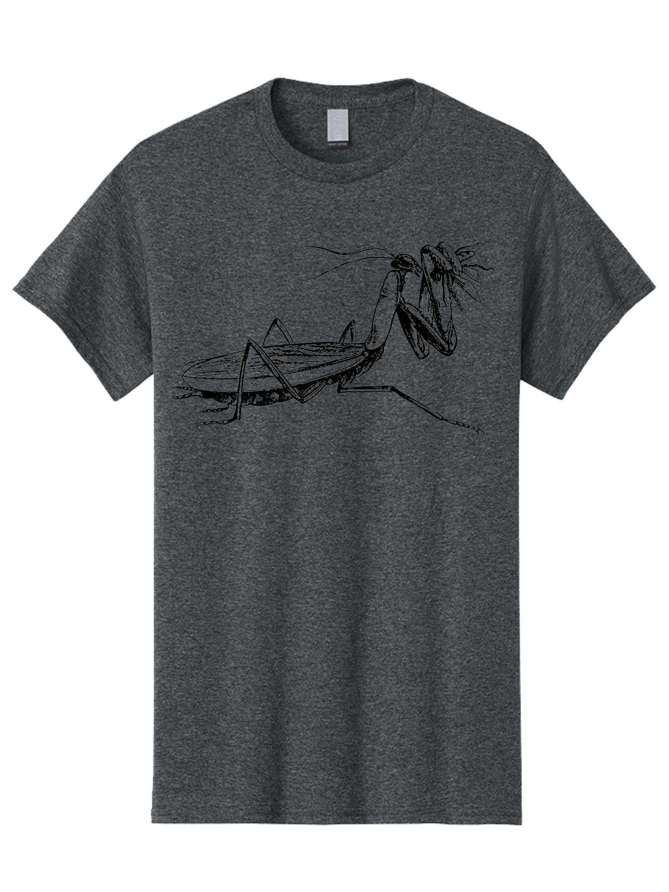 Mantis-Eating-Fly Men'S Graphic Tee, 100% Cotton, Comfortable Casual Summer Wear, Machine Washable, Praying Mantis Eating A Fly, Insect Predator, Detailed Illustration, Black And Green, Entomology Art, Wildlife Photography, Insect Behavior Aab544 7