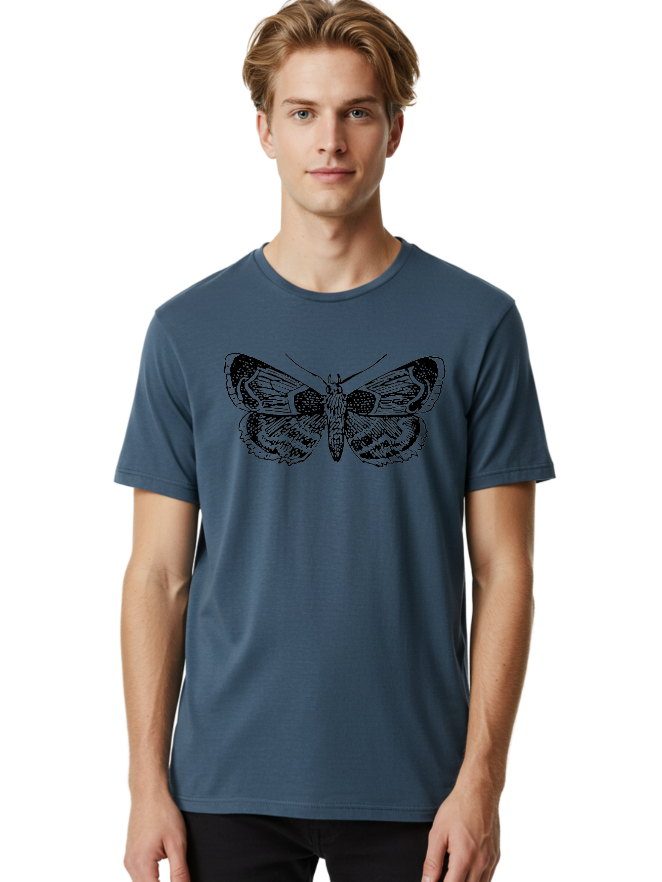 Moth-2 Men'S Graphic Tee, 100% Cotton, Comfortable Casual Summer Wear, Machine Washable, Moth Illustration, Insect Art, Detailed Silhouette, Nocturnal Creature, Wing Pattern, Ornate Design, Detailed Texture, Entomology, Butterfly Relative Aab547 12
