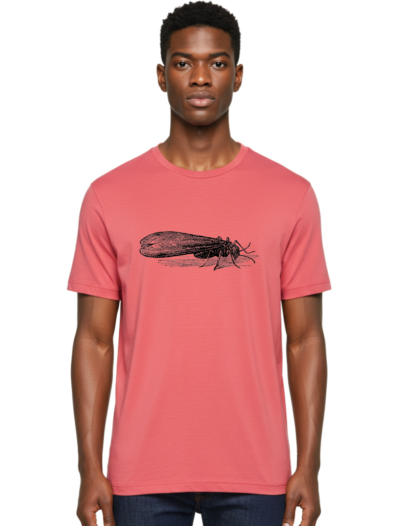 Moth Men'S Graphic Tee, 100% Cotton, Comfortable Casual Summer Wear, Machine Washable, Mayfly Insect, Vintage Illustration, Black And White Artwork, Detailed Drawing, Insect Anatomy, Entomology, Wildlife Art, Natural History, Insect Wings, Aab549 28