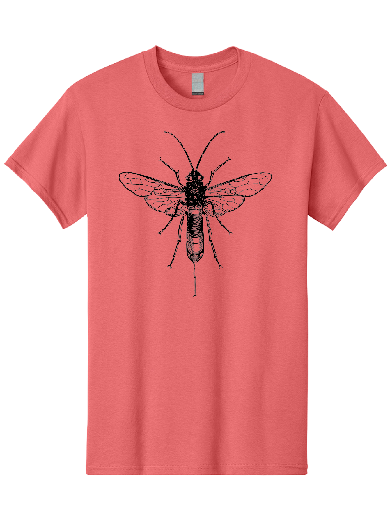 Wasp Men'S Graphic Tee, 100% Cotton, Comfortable Casual Summer Wear, Machine Washable, Black And Green Wasp, Insect Anatomy, Entomology Illustration, Detailed Drawing, Scientific Art, Insect Wings, Wasp Body, Bug Illustration Aab560 25