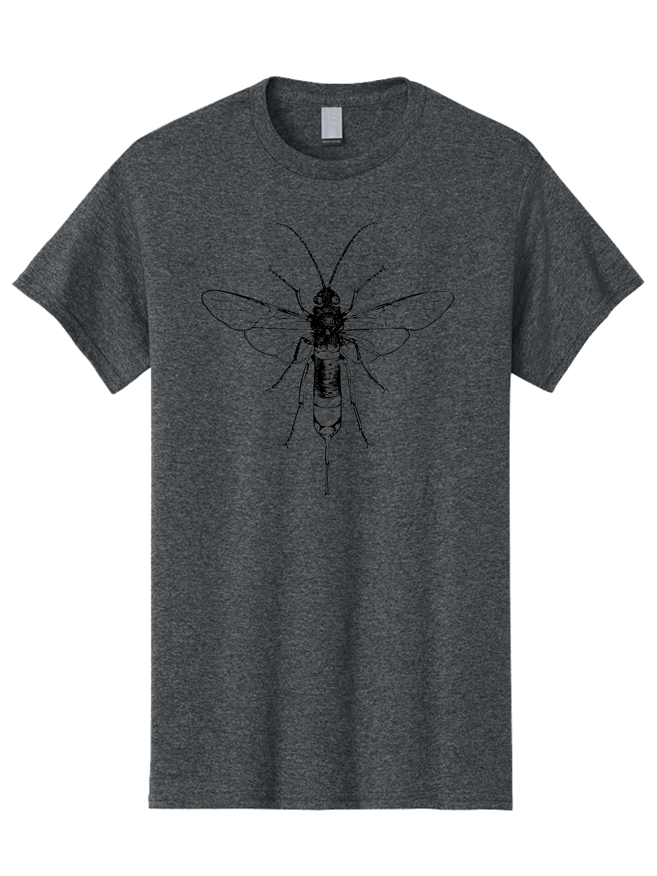 Wasp Men'S Graphic Tee, 100% Cotton, Comfortable Casual Summer Wear, Machine Washable, Black And Green Wasp, Insect Anatomy, Entomology Illustration, Detailed Drawing, Scientific Art, Insect Wings, Wasp Body, Bug Illustration Aab560 21