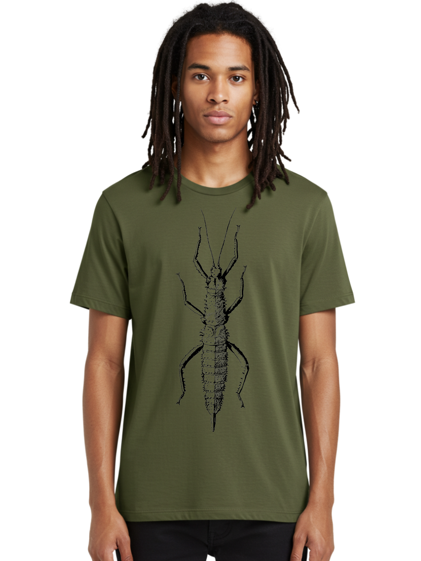 Weta Men'S Graphic Tee, 100% Cotton, Comfortable Casual Summer Wear, Machine Washable, Weta Insect, Native New Zealand Bug, Black Illustration, Entomology Art, Insect Anatomy, Detailed Drawing, Wildlife Illustration Aab561 22