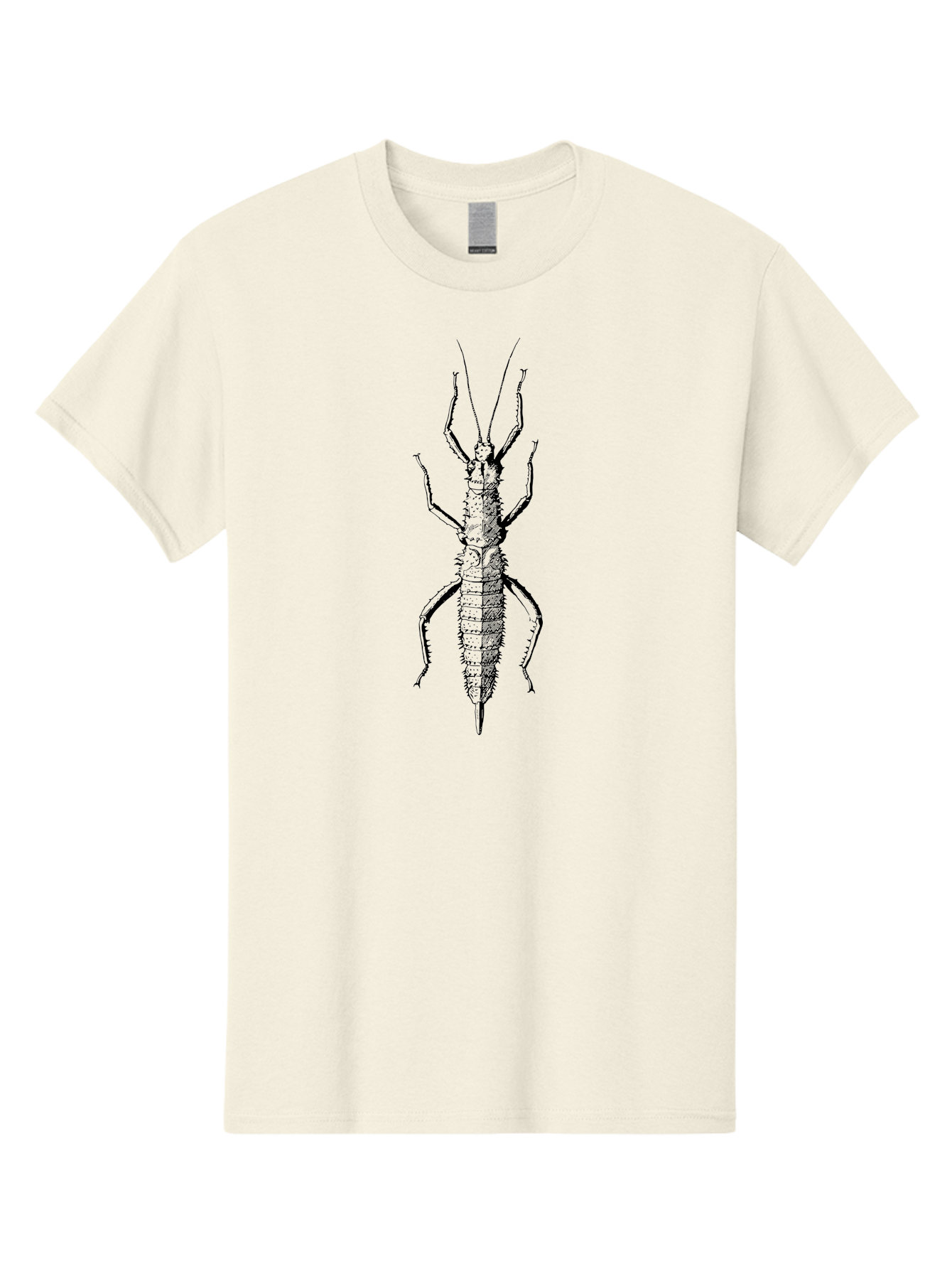 Weta Men'S Graphic Tee, 100% Cotton, Comfortable Casual Summer Wear, Machine Washable, Weta Insect, Native New Zealand Bug, Black Illustration, Entomology Art, Insect Anatomy, Detailed Drawing, Wildlife Illustration Aab561 5