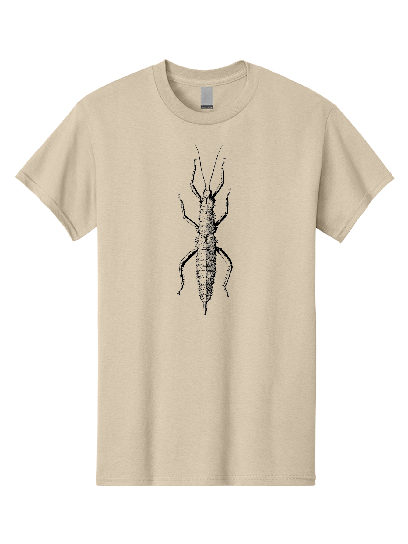 Weta Men'S Graphic Tee, 100% Cotton, Comfortable Casual Summer Wear, Machine Washable, Weta Insect, Native New Zealand Bug, Black Illustration, Entomology Art, Insect Anatomy, Detailed Drawing, Wildlife Illustration Aab561 29