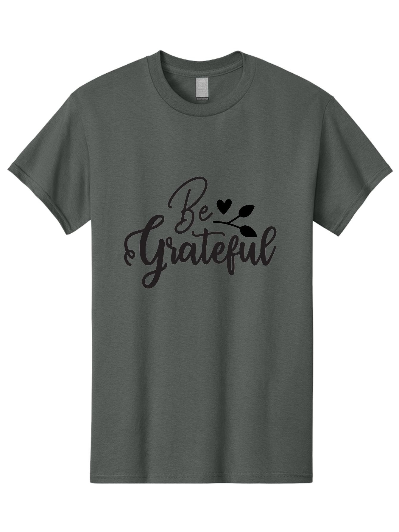 Be-Grateful Men'S Graphic Tee, 100% Cotton, Comfortable Casual Summer Wear, Machine Washable, Inspirational Quote, Motivational Phrase, Positive Affirmation, Heart Symbol, Leaf Design, Gratitude Message, Black Lettering, Be Grateful Aab564 13
