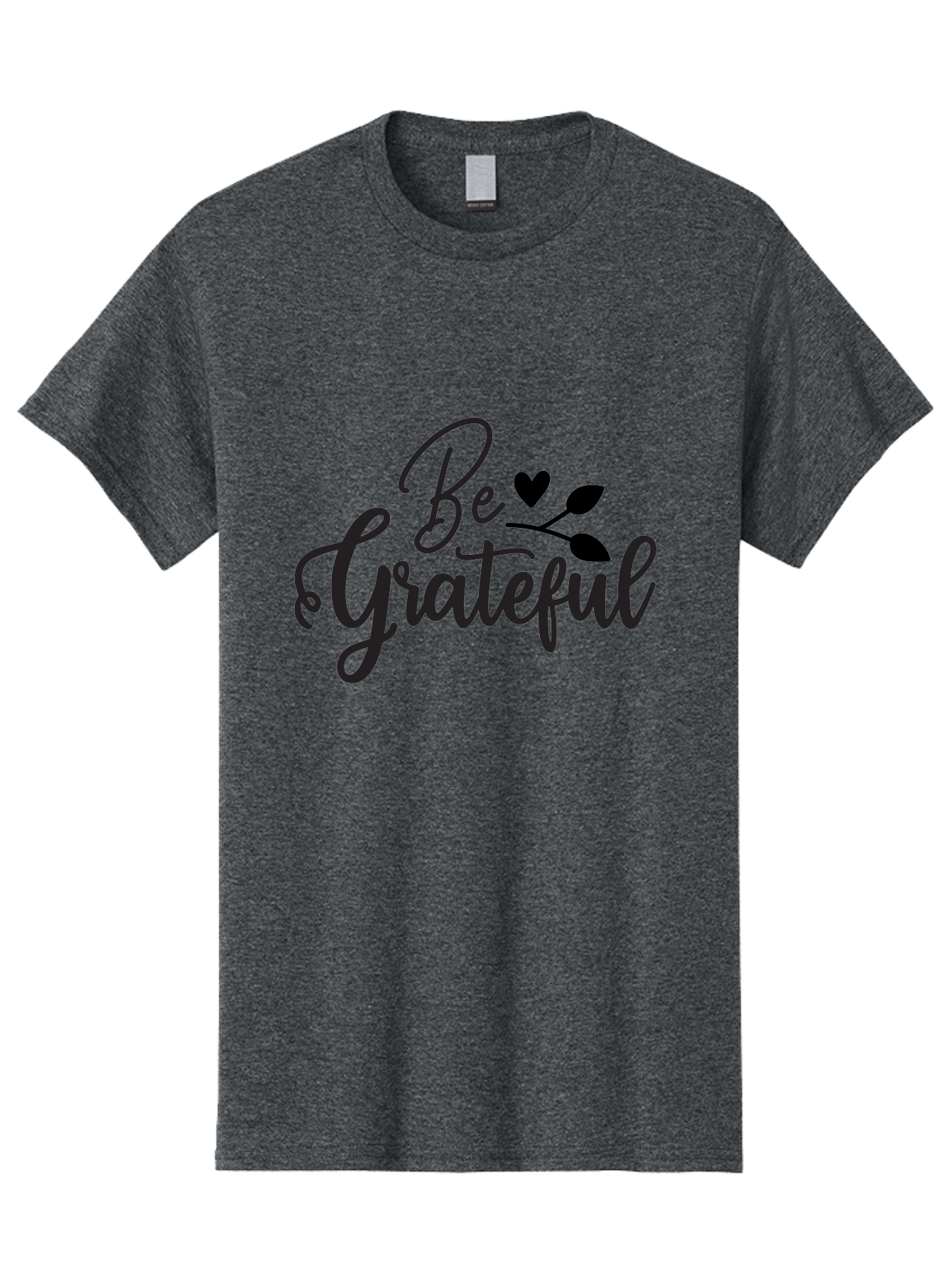 Be-Grateful Men'S Graphic Tee, 100% Cotton, Comfortable Casual Summer Wear, Machine Washable, Inspirational Quote, Motivational Phrase, Positive Affirmation, Heart Symbol, Leaf Design, Gratitude Message, Black Lettering, Be Grateful Aab564 3