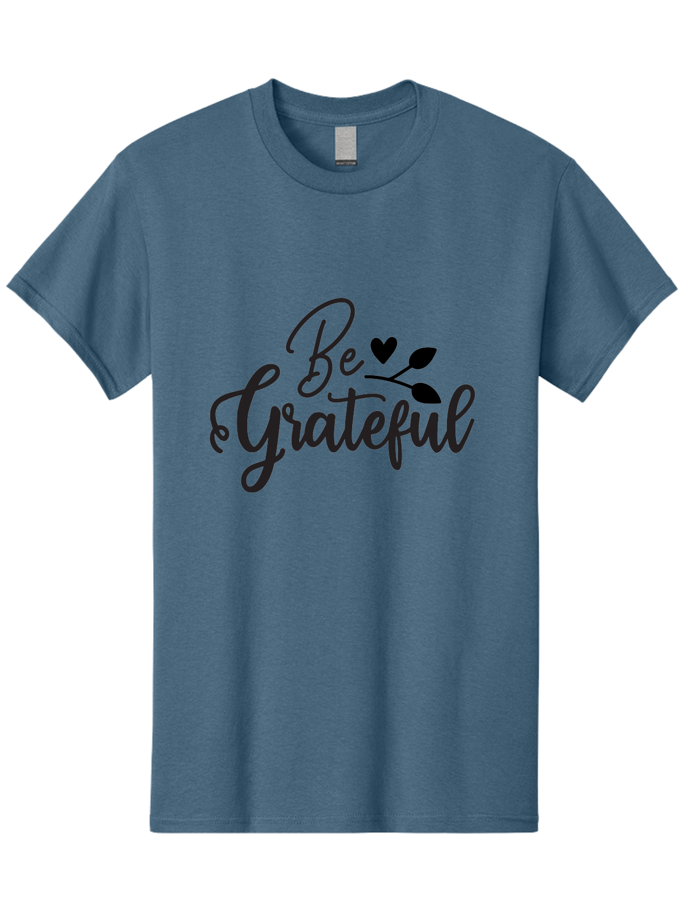 Be-Grateful Men'S Graphic Tee, 100% Cotton, Comfortable Casual Summer Wear, Machine Washable, Inspirational Quote, Motivational Phrase, Positive Affirmation, Heart Symbol, Leaf Design, Gratitude Message, Black Lettering, Be Grateful Aab564 5