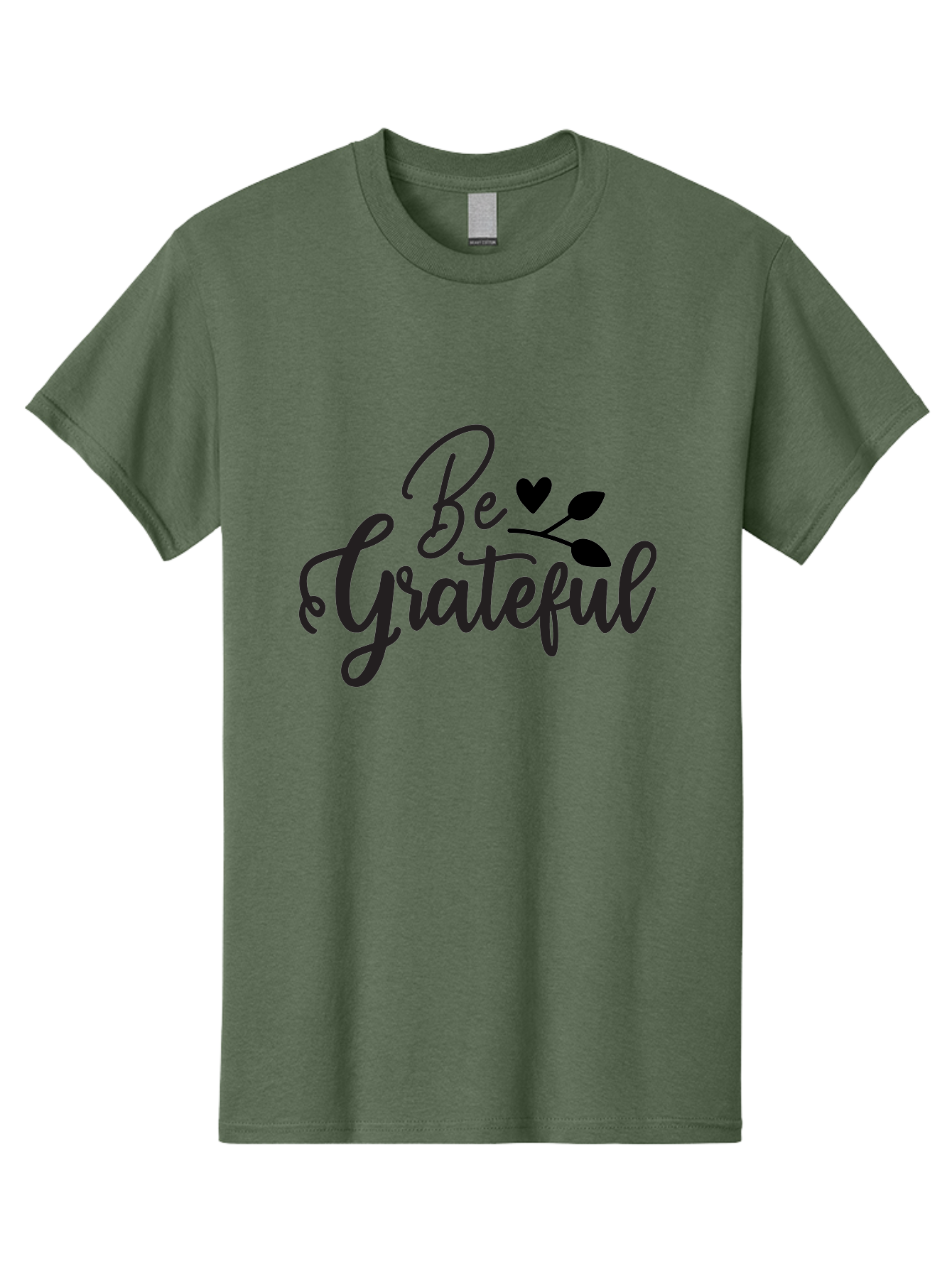 Be-Grateful Men'S Graphic Tee, 100% Cotton, Comfortable Casual Summer Wear, Machine Washable, Inspirational Quote, Motivational Phrase, Positive Affirmation, Heart Symbol, Leaf Design, Gratitude Message, Black Lettering, Be Grateful Aab564 25