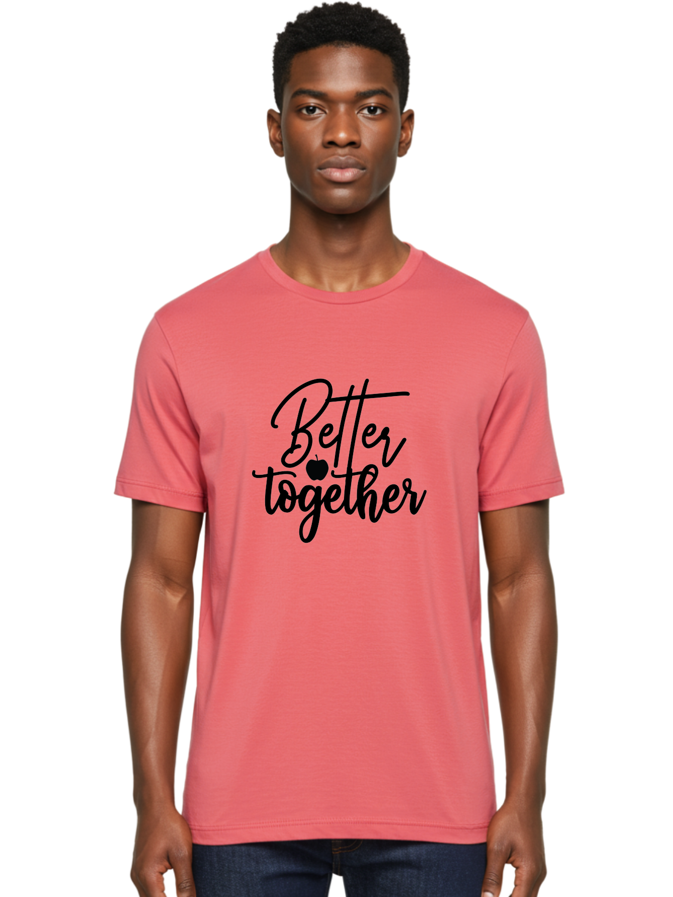 Better-Together Men'S Graphic Tee, 100% Cotton, Comfortable Casual Summer Wear, Machine Washable, Better Together, Inspirational Quote, Apple Symbol, Teamwork, Unity, Motivational Phrase, Cursive Text, Black Font, Educational Theme Aab565 18