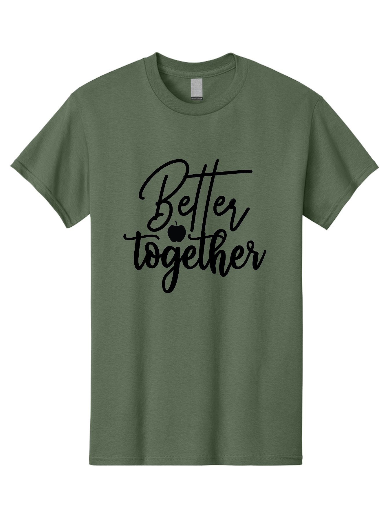 Better-Together Men'S Graphic Tee, 100% Cotton, Comfortable Casual Summer Wear, Machine Washable, Better Together, Inspirational Quote, Apple Symbol, Teamwork, Unity, Motivational Phrase, Cursive Text, Black Font, Educational Theme Aab565 23
