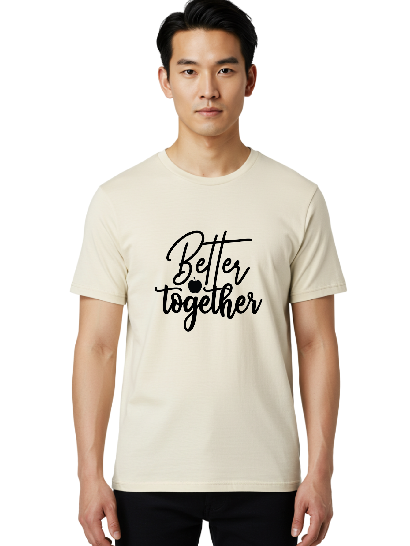 Better-Together Men'S Graphic Tee, 100% Cotton, Comfortable Casual Summer Wear, Machine Washable, Better Together, Inspirational Quote, Apple Symbol, Teamwork, Unity, Motivational Phrase, Cursive Text, Black Font, Educational Theme Aab565 20