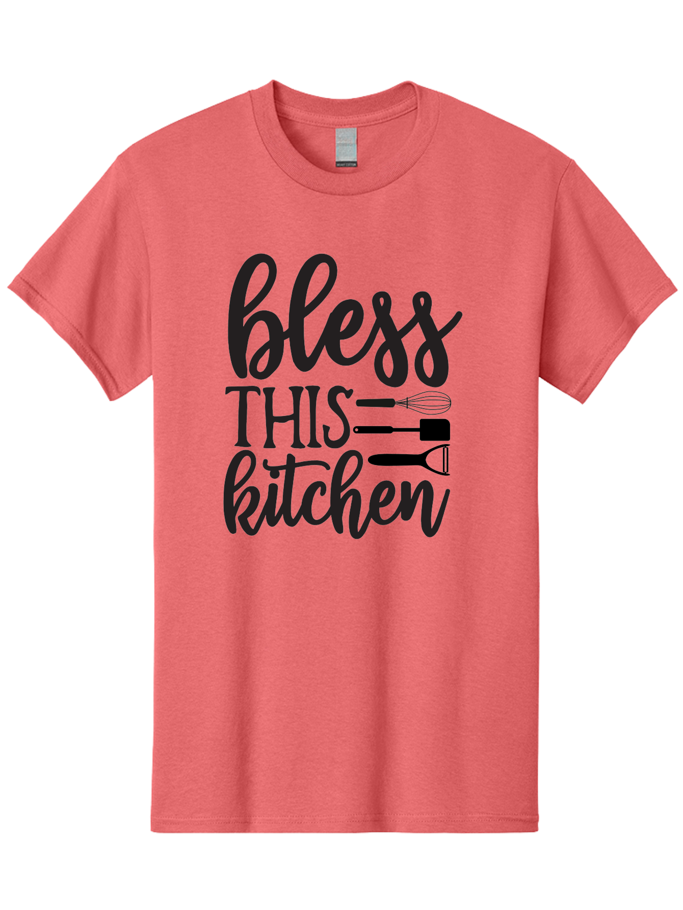 Bless-This-Kitchen Men'S Graphic Tee, 100% Cotton, Comfortable Casual Summer Wear, Machine Washable, Kitchen Decor, Cooking Inspiration, Home Blessing, Kitchen Utensils, Cooking Love, Kitchen Decoration, Kitchenware, Whisk, Spatula, Aab566 25