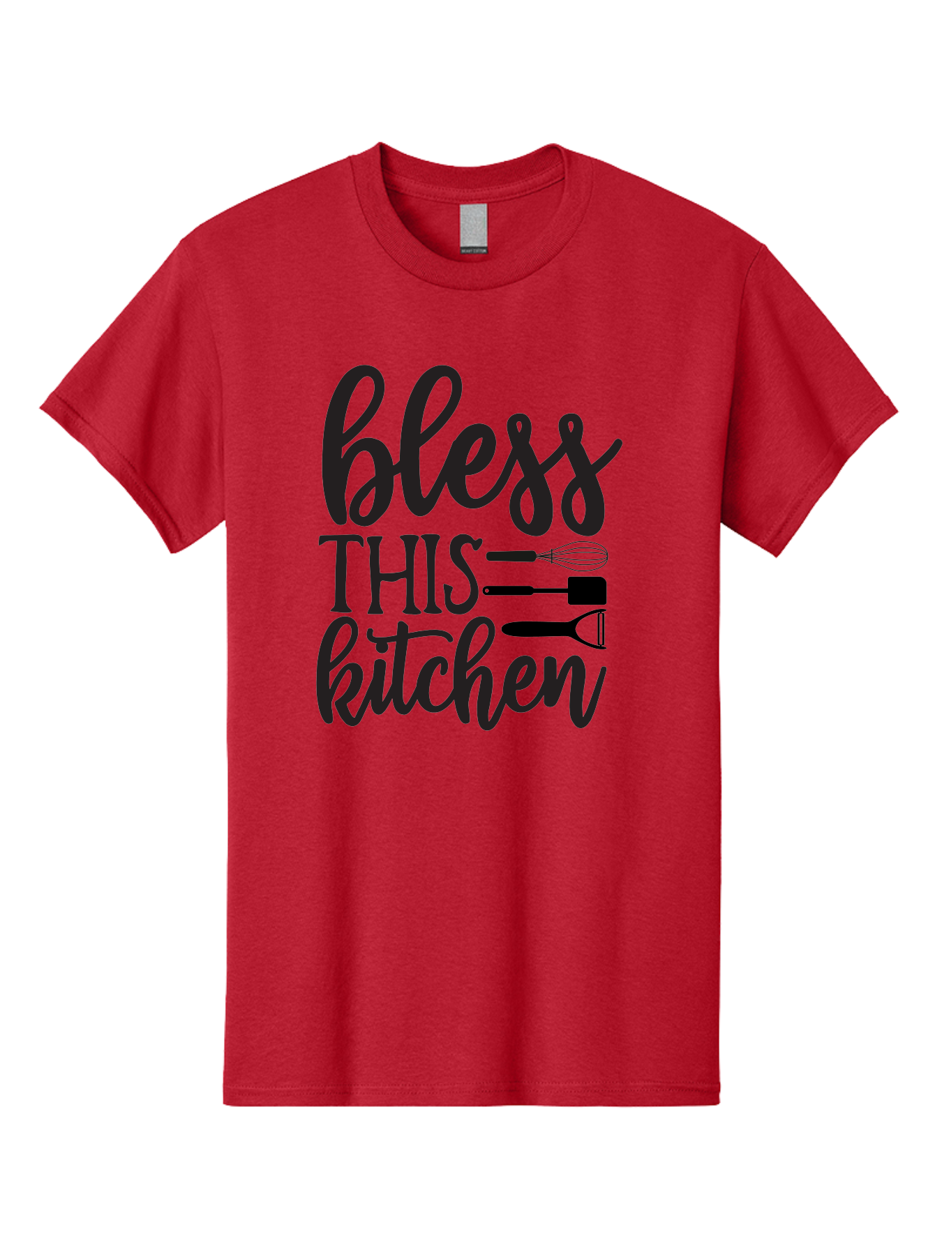 Bless-This-Kitchen Men'S Graphic Tee, 100% Cotton, Comfortable Casual Summer Wear, Machine Washable, Kitchen Decor, Cooking Inspiration, Home Blessing, Kitchen Utensils, Cooking Love, Kitchen Decoration, Kitchenware, Whisk, Spatula, Aab566 19