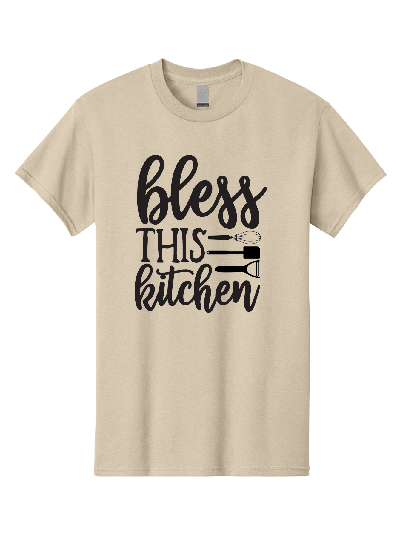 Bless-This-Kitchen Men'S Graphic Tee, 100% Cotton, Comfortable Casual Summer Wear, Machine Washable, Kitchen Decor, Cooking Inspiration, Home Blessing, Kitchen Utensils, Cooking Love, Kitchen Decoration, Kitchenware, Whisk, Spatula, Aab566 29