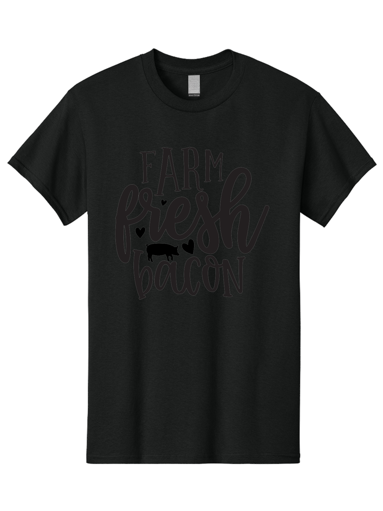 Farm-Fresh-Bacon Men'S Graphic Tee, 100% Cotton, Comfortable Casual Summer Wear, Machine Washable, Farm Fresh Bacon, Farm Food, Fresh Meat, Farm To Table, Bacon Lover, Pig Silhouette, Foodie Graphics, Kitchen Decor, Rustic Charm Aab575 29