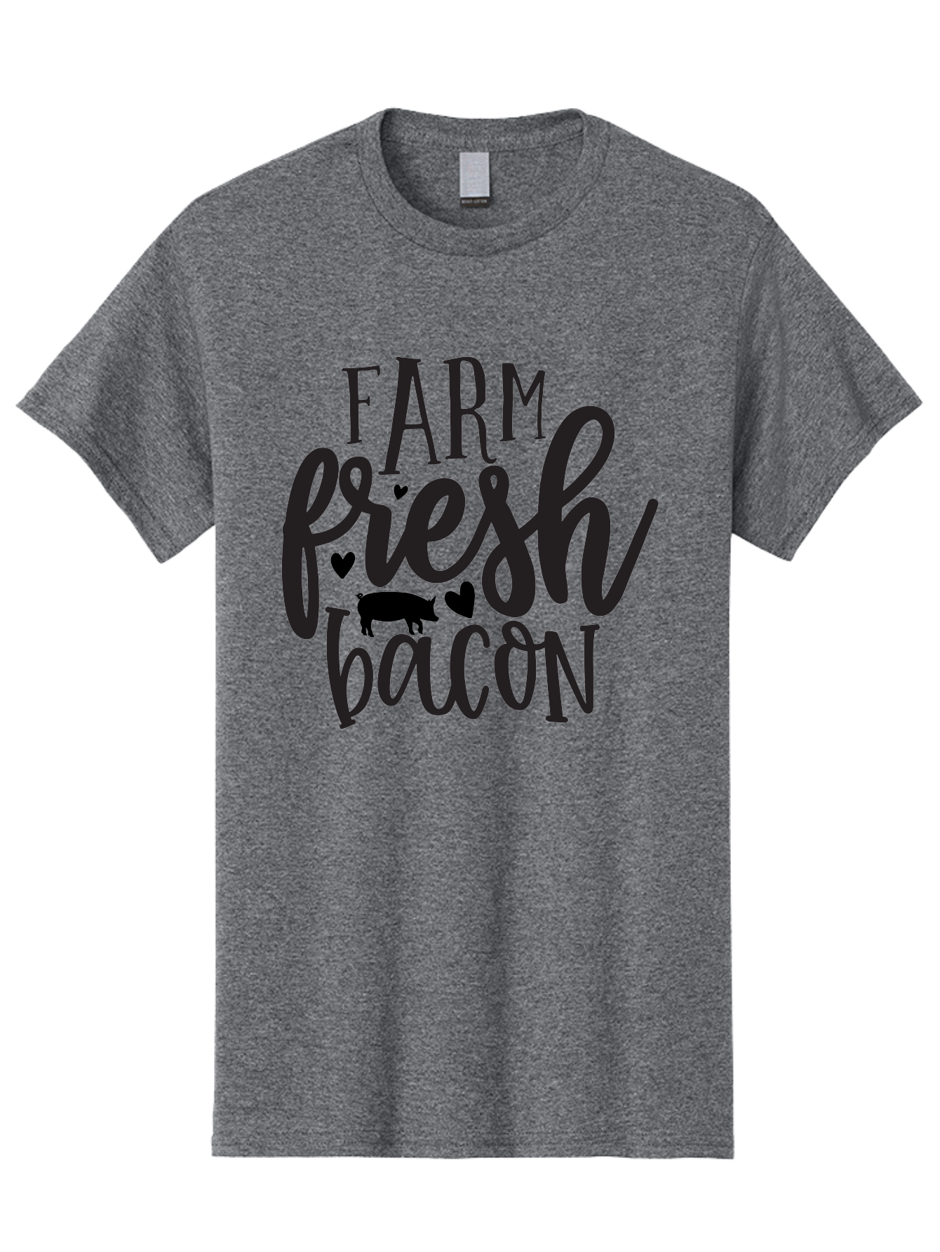Farm-Fresh-Bacon Men'S Graphic Tee, 100% Cotton, Comfortable Casual Summer Wear, Machine Washable, Farm Fresh Bacon, Farm Food, Fresh Meat, Farm To Table, Bacon Lover, Pig Silhouette, Foodie Graphics, Kitchen Decor, Rustic Charm Aab575 5