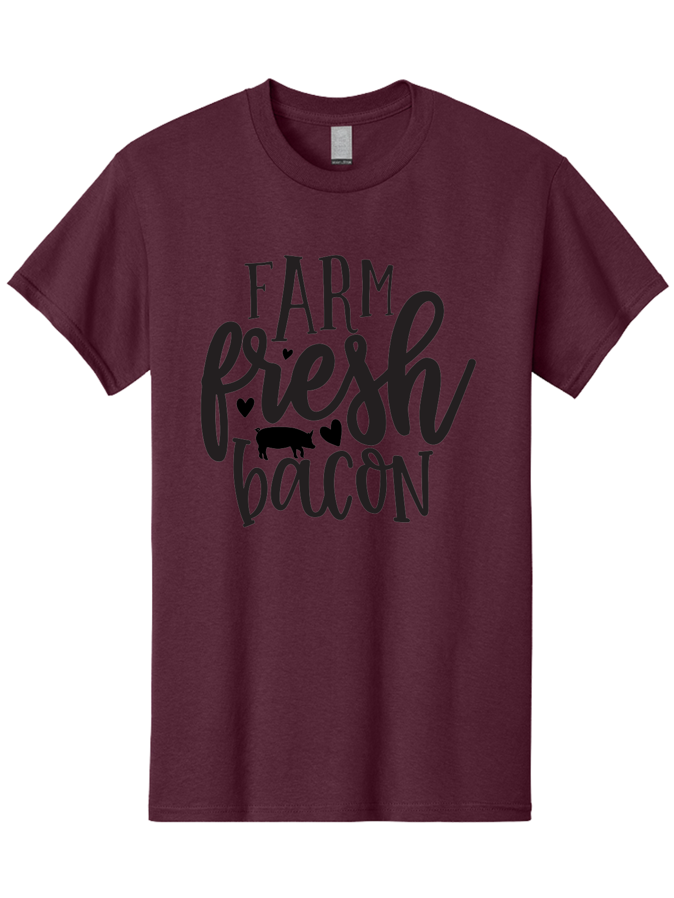 Farm-Fresh-Bacon Men'S Graphic Tee, 100% Cotton, Comfortable Casual Summer Wear, Machine Washable, Farm Fresh Bacon, Farm Food, Fresh Meat, Farm To Table, Bacon Lover, Pig Silhouette, Foodie Graphics, Kitchen Decor, Rustic Charm Aab575 7