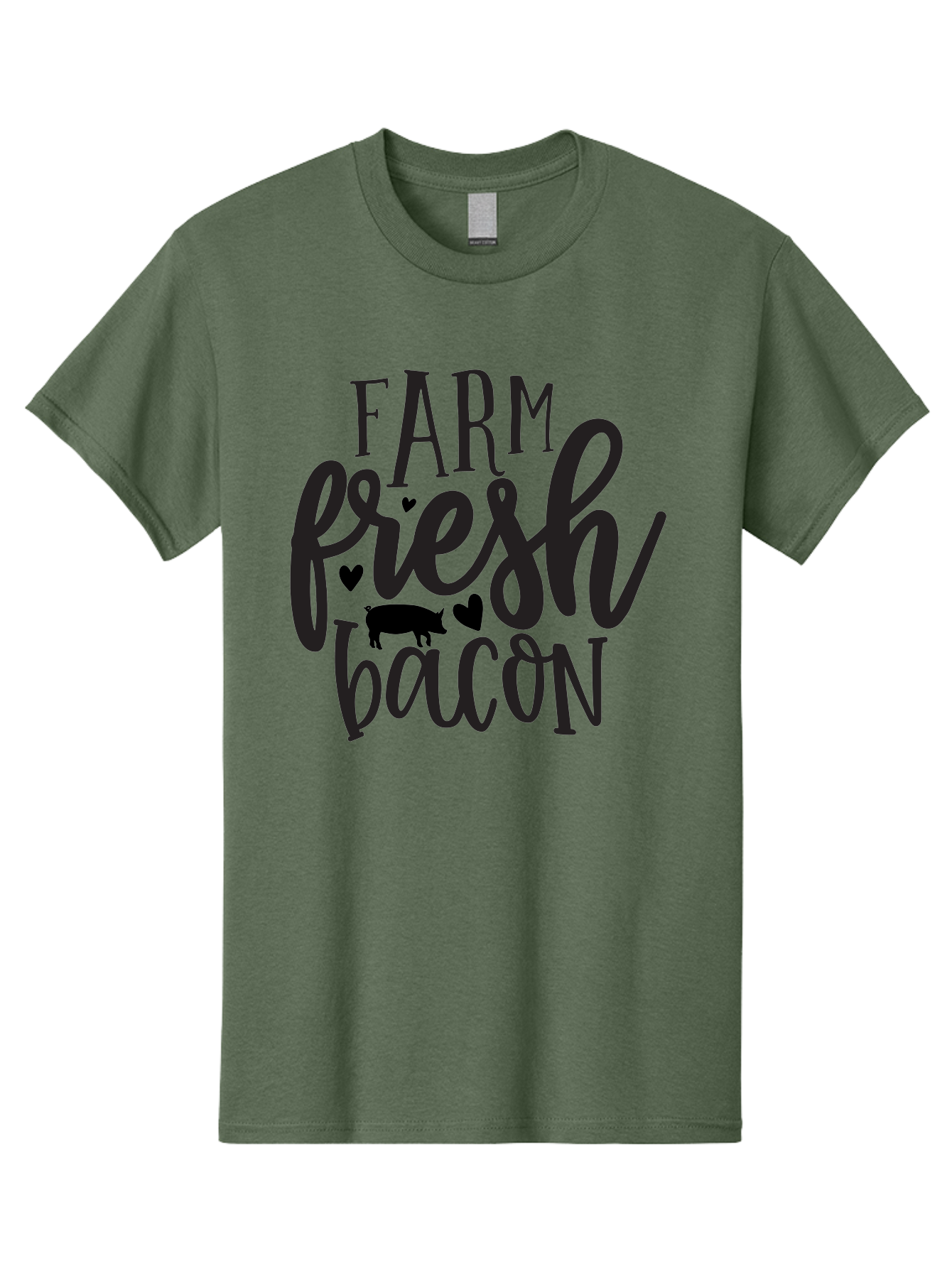 Farm-Fresh-Bacon Men'S Graphic Tee, 100% Cotton, Comfortable Casual Summer Wear, Machine Washable, Farm Fresh Bacon, Farm Food, Fresh Meat, Farm To Table, Bacon Lover, Pig Silhouette, Foodie Graphics, Kitchen Decor, Rustic Charm Aab575 15